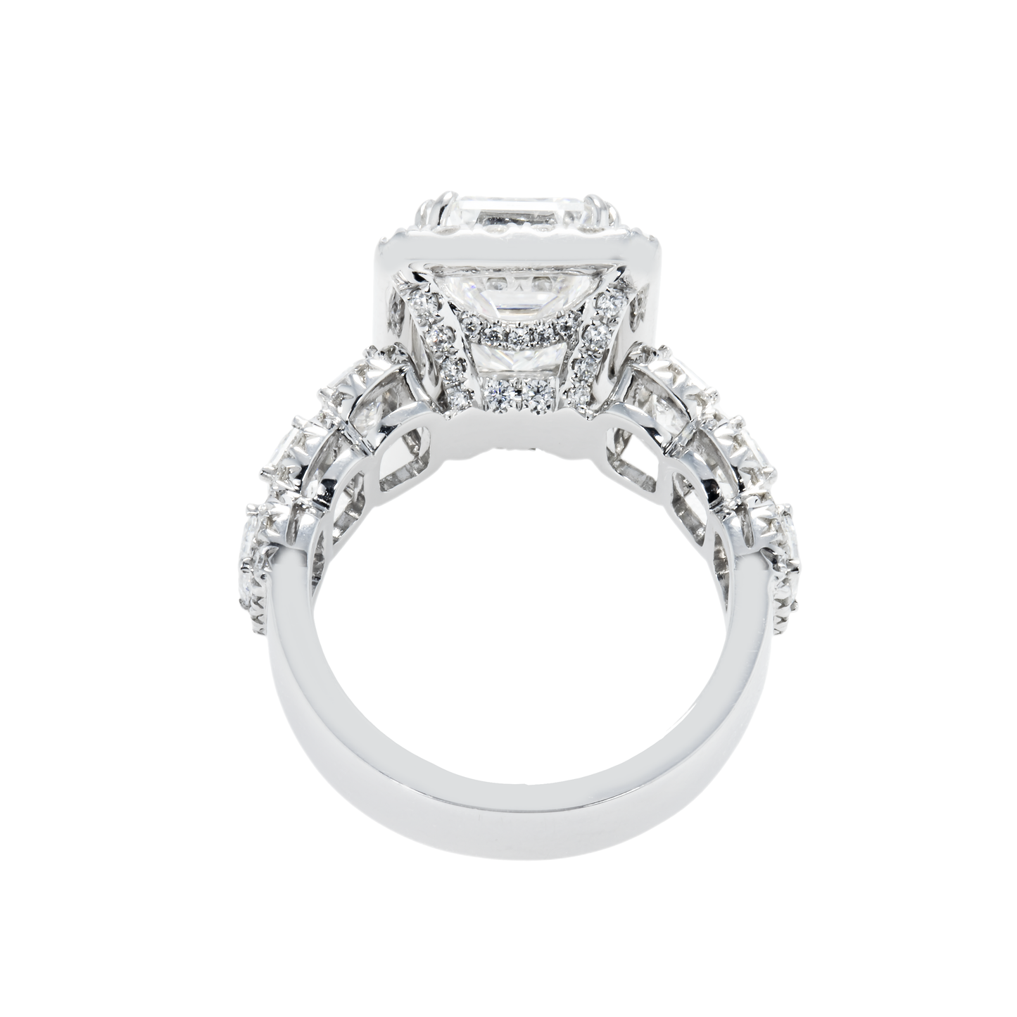 GIA 18K White Gold Emerald Cut Diamond Engagement Ring 6.76ctw