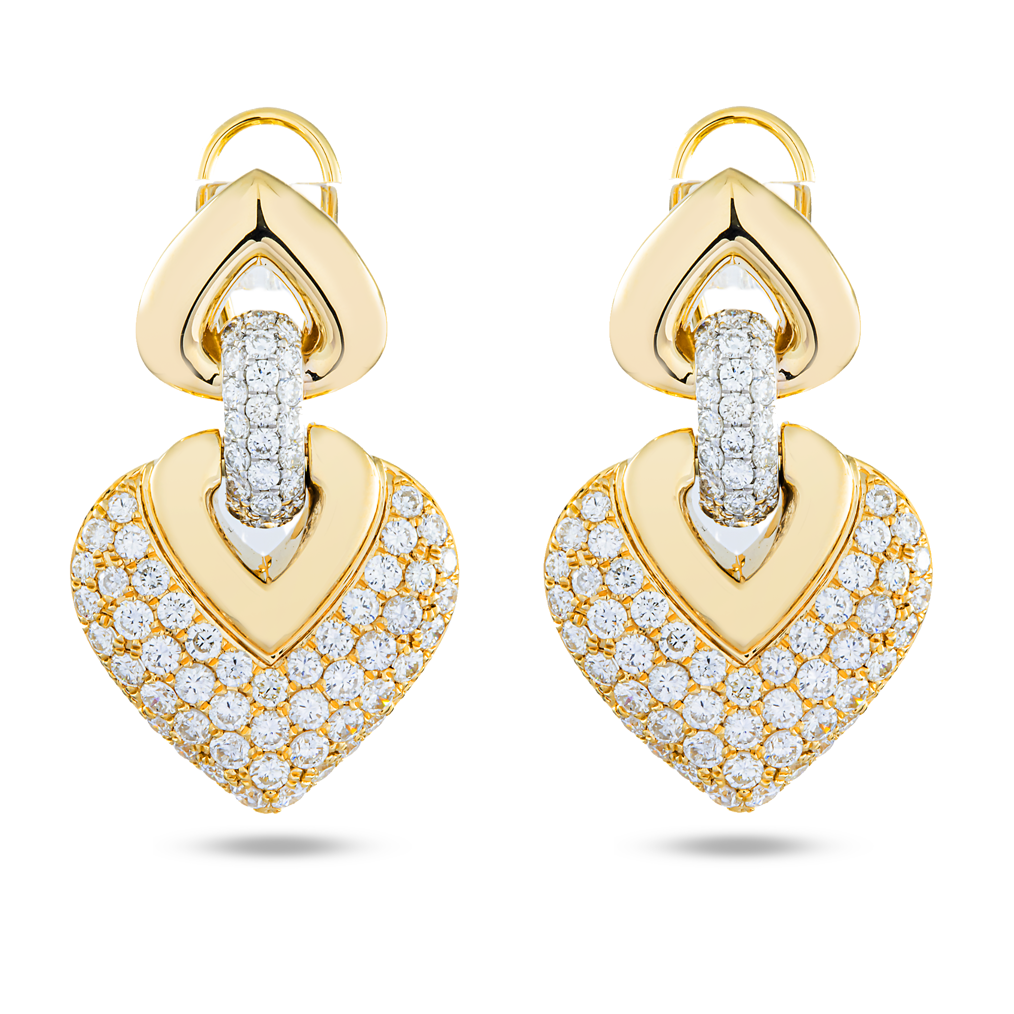 14K Yellow Gold Round Diamond Drop Earrings 2.36ctw