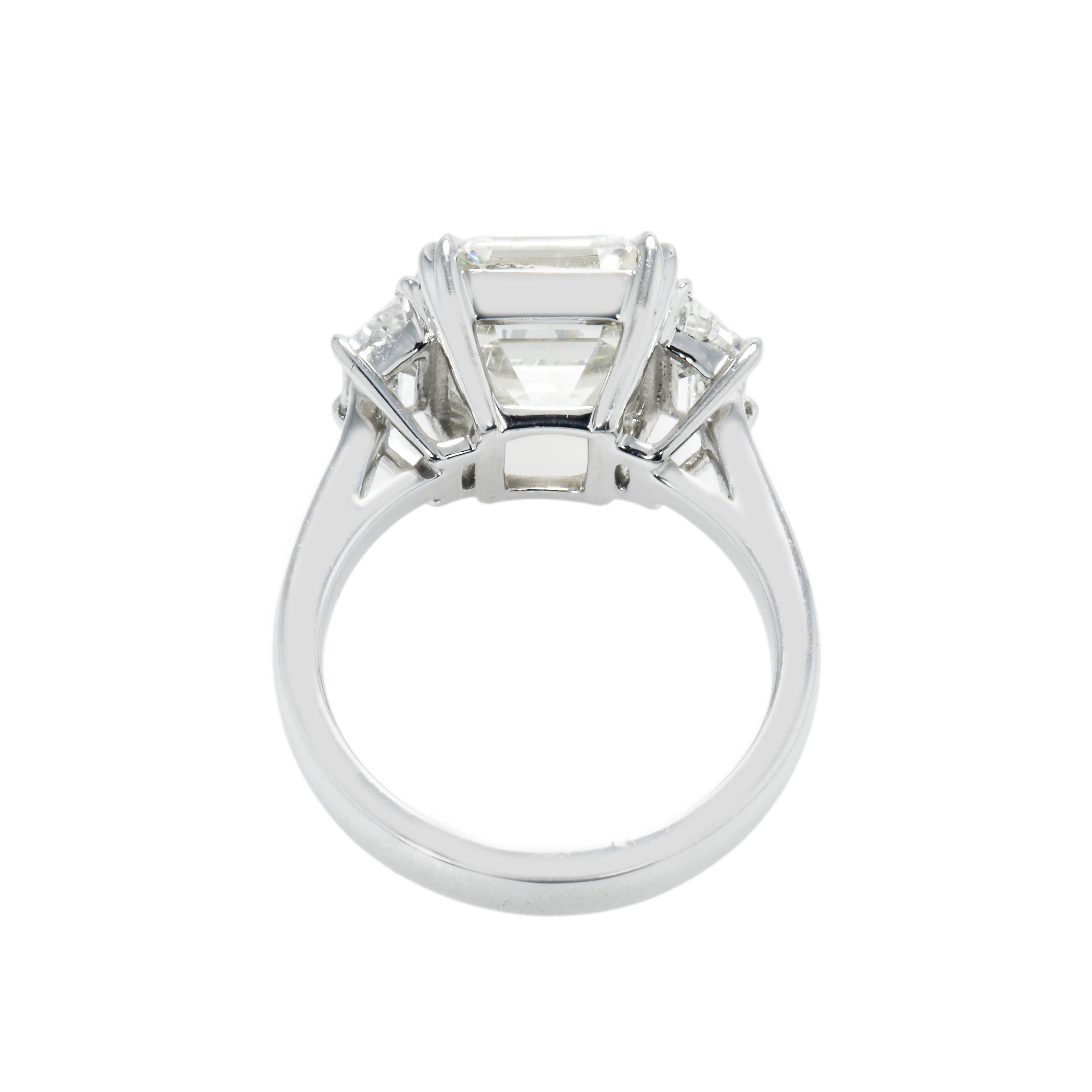 14K White Gold 5.37Ct Asscher Cut Triple Diamond Engagement Ring 6.26Ctw Bridal