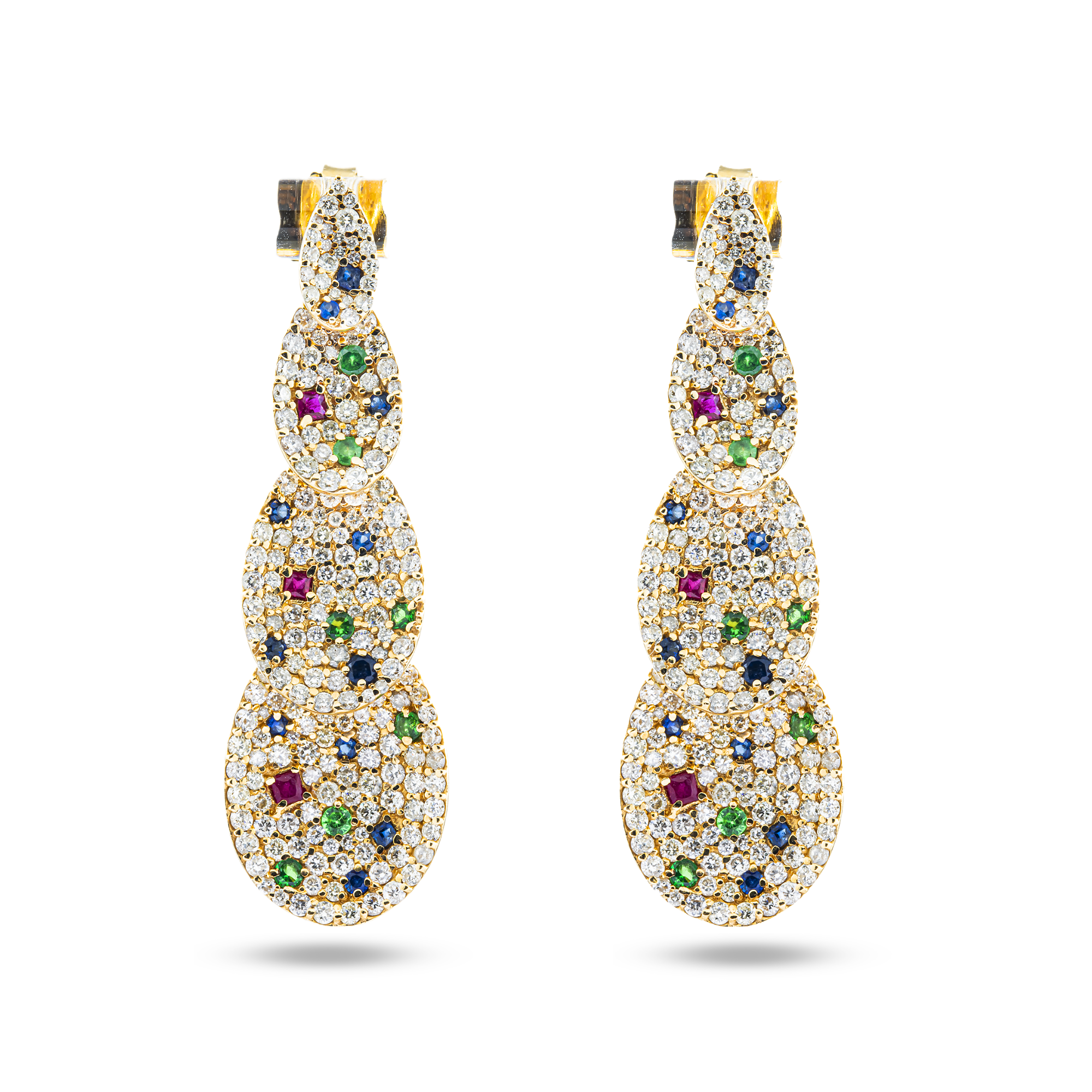 14K Yellow Gold Summer Solstice Gemstone & Diamond Drop Earrings 3.60ctw