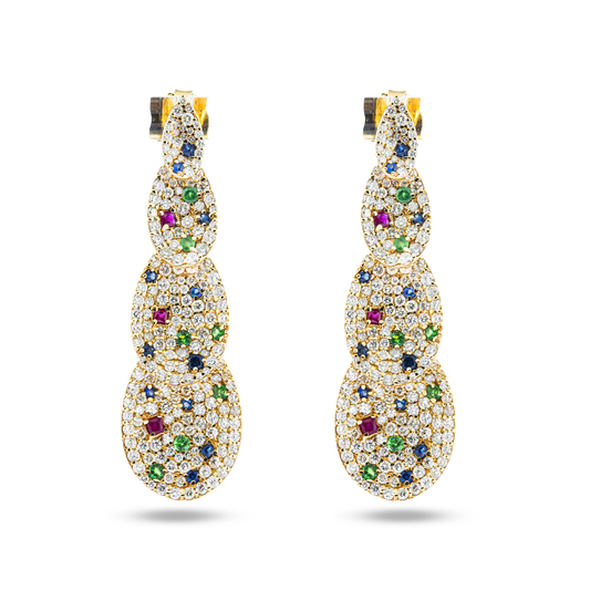 14K Yellow Gold Summer Solstice Gemstone & Diamond Drop Earrings 3.60ctw