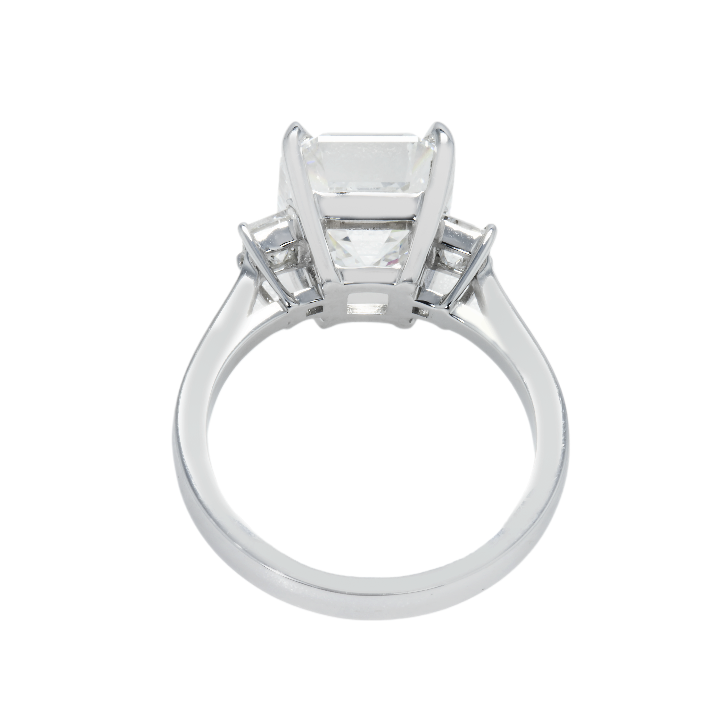 Gia 18K White Gold 5.06Ct Triple Asscher Cut Diamond Engagement Ring 5.42Ctw Bridal