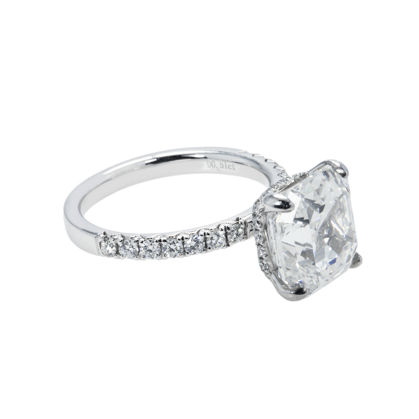 GIA Platinum 6.28ct Asscher Cut Diamond Engagement Ring 7.09ctw