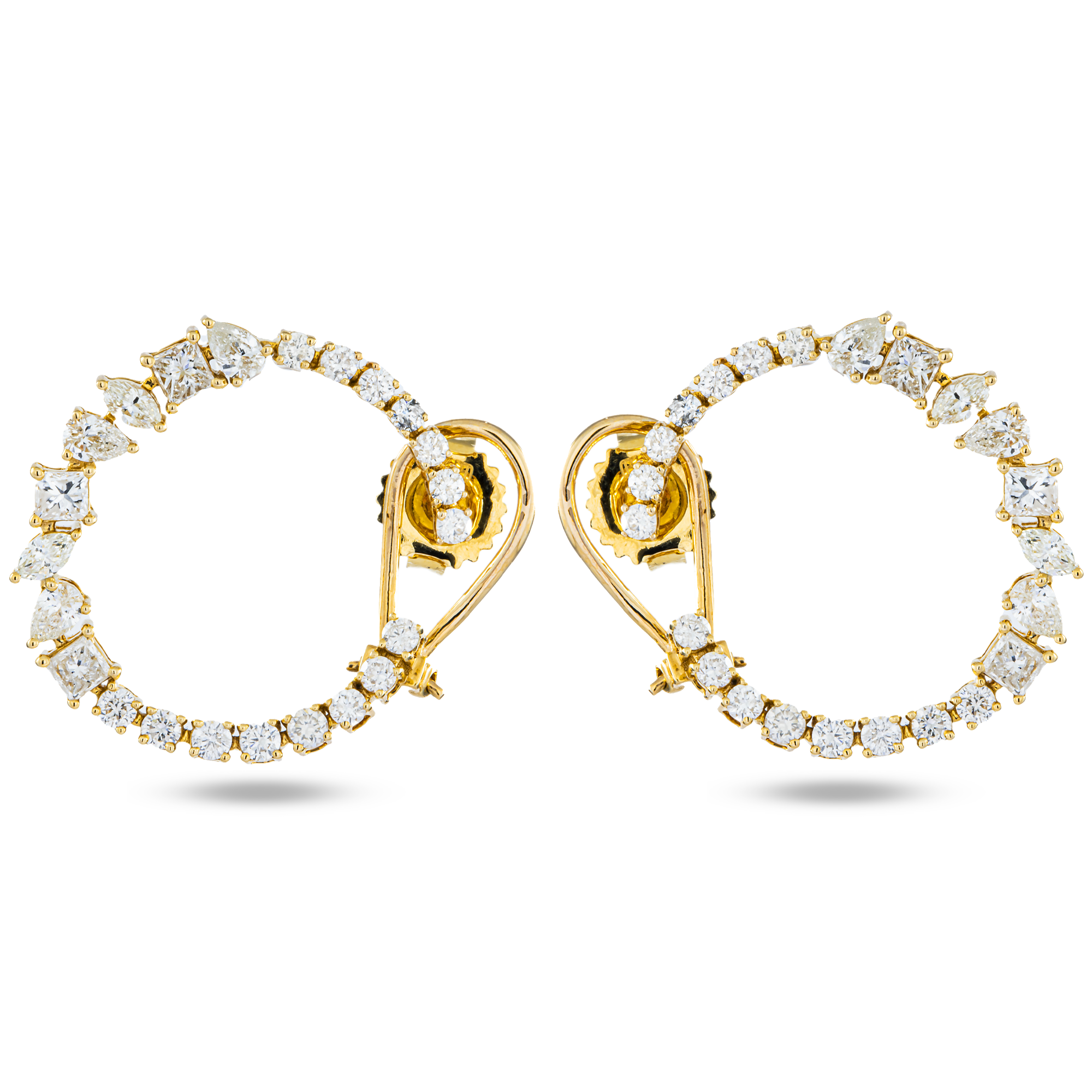 14K Yellow Gold Multi Cut Diamond Hoop Earrings 2.24ctw