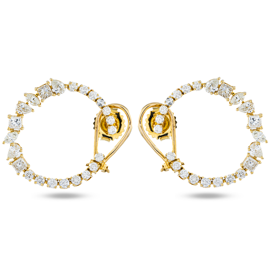 14K Yellow Gold Multi Cut Diamond Hoop Earrings 2.24ctw