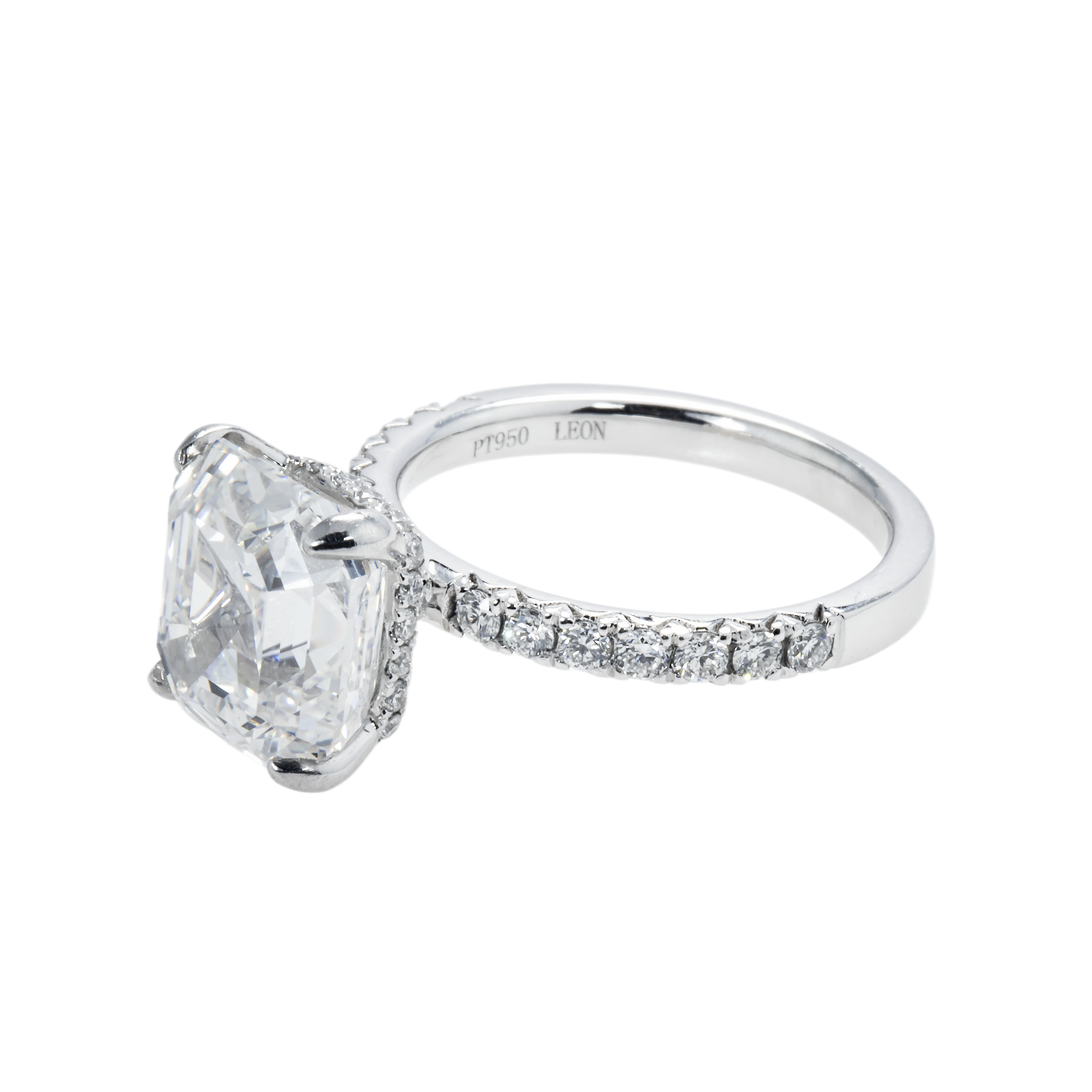 Gia Platinum 6.28Ct Asscher Cut Diamond Engagement Ring 7.09Ctw Bridal