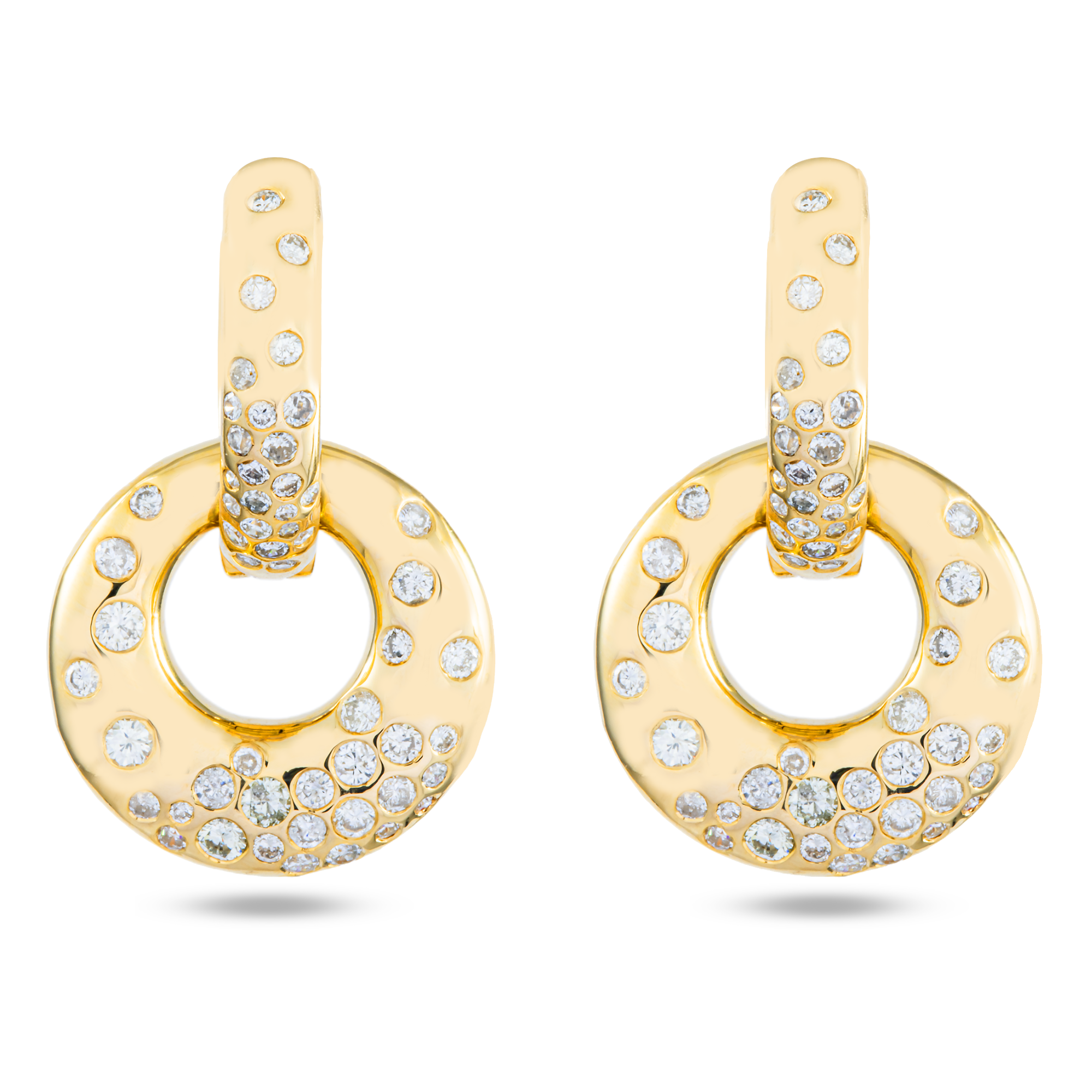 14K Yellow Gold Round Diamond Drop Earrings 1.55ctw