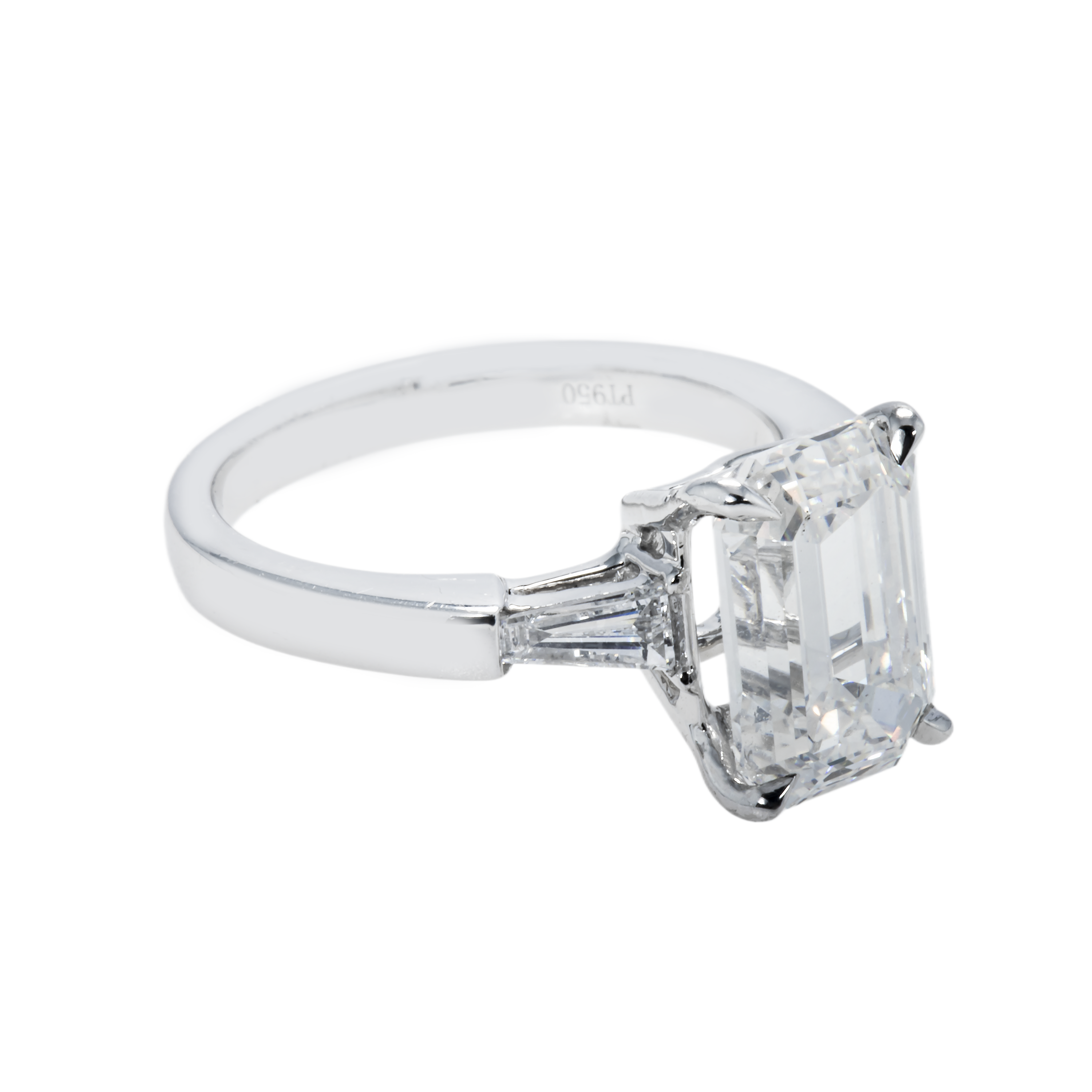 Gia Platinum 4.04Ct Oval Cut Triple Diamond Engagement Ring 4.42Ctw Bridal