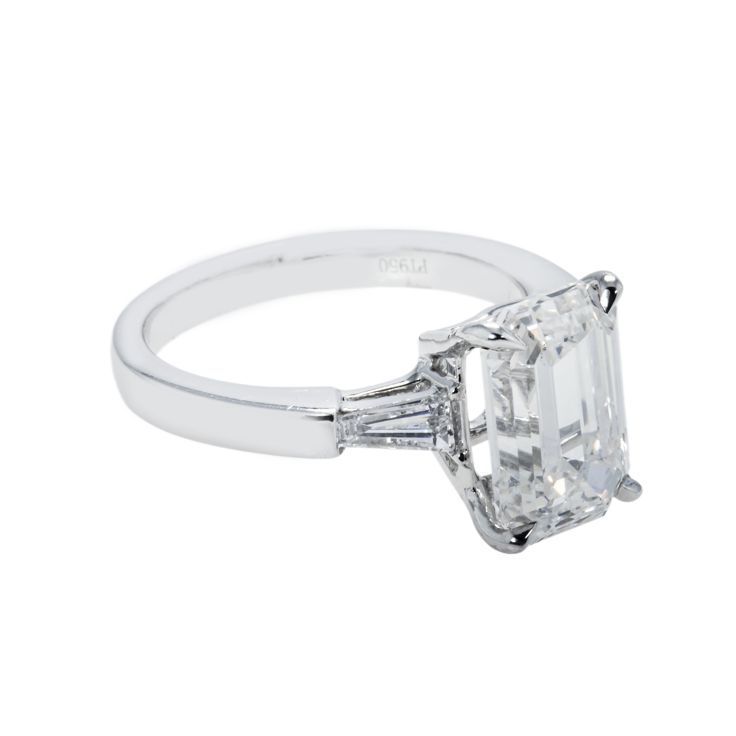 GIA Platinum 4.04ct Oval Cut Triple Diamond Engagement Ring 4.42ctw