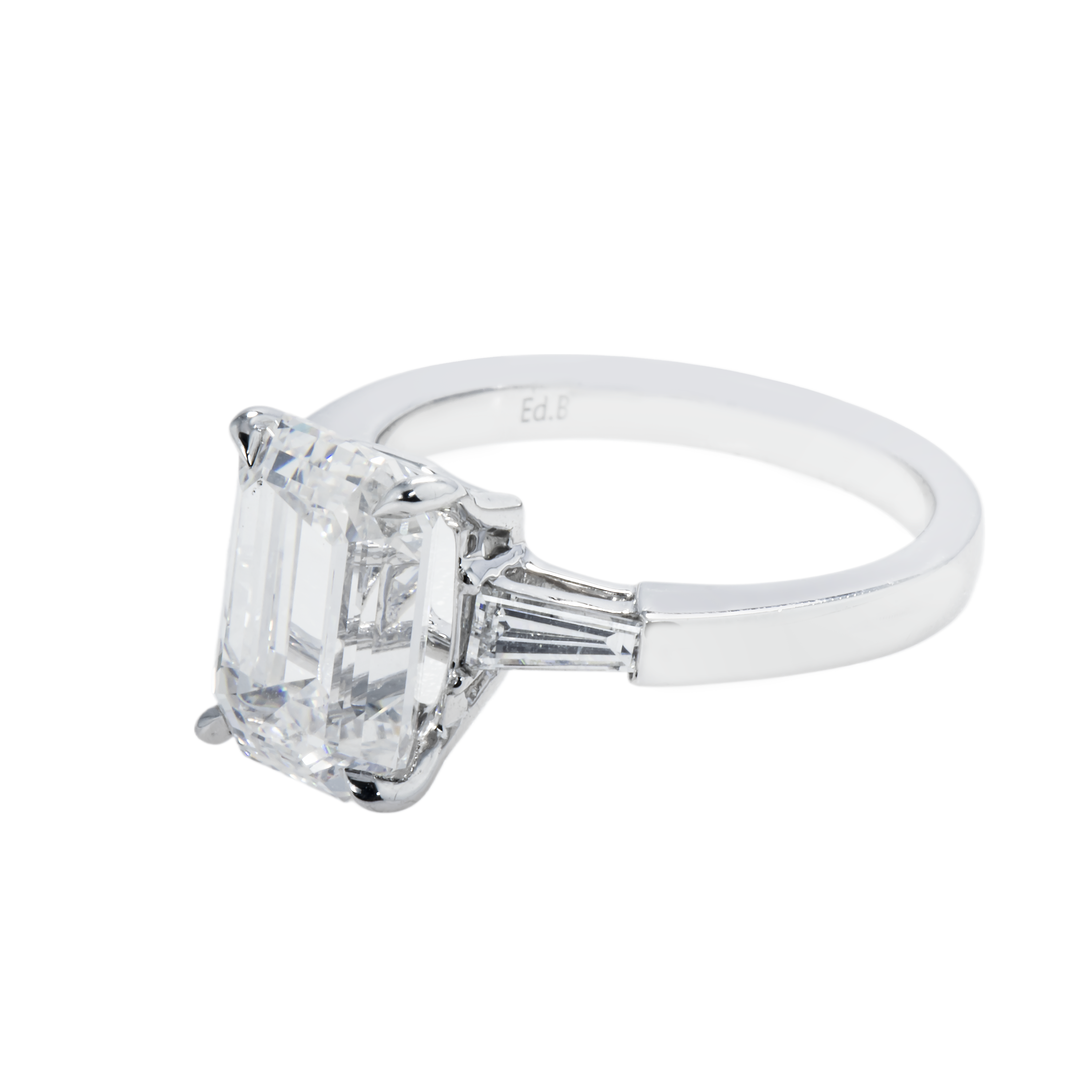 Gia Platinum 4.04Ct Oval Cut Triple Diamond Engagement Ring 4.42Ctw Bridal