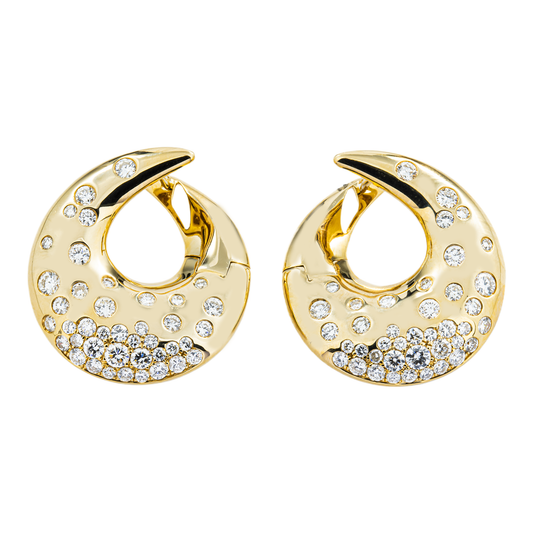14K Yellow Gold Round Diamond Drop Earrings 2.43ctw
