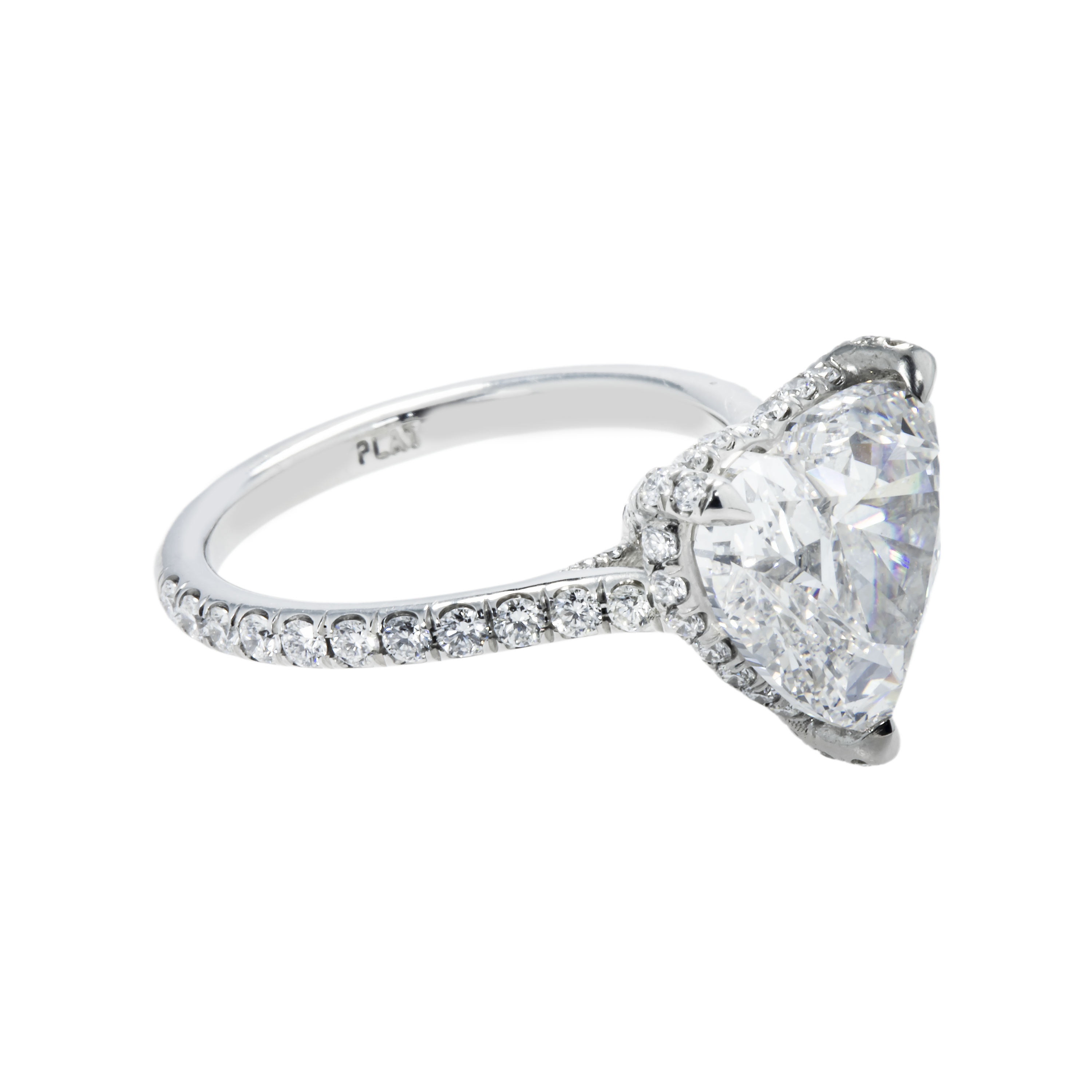 Gia Platinum 5.02Ct Heart Cut Diamond Engagement Ring 5.96Ctw Bridal