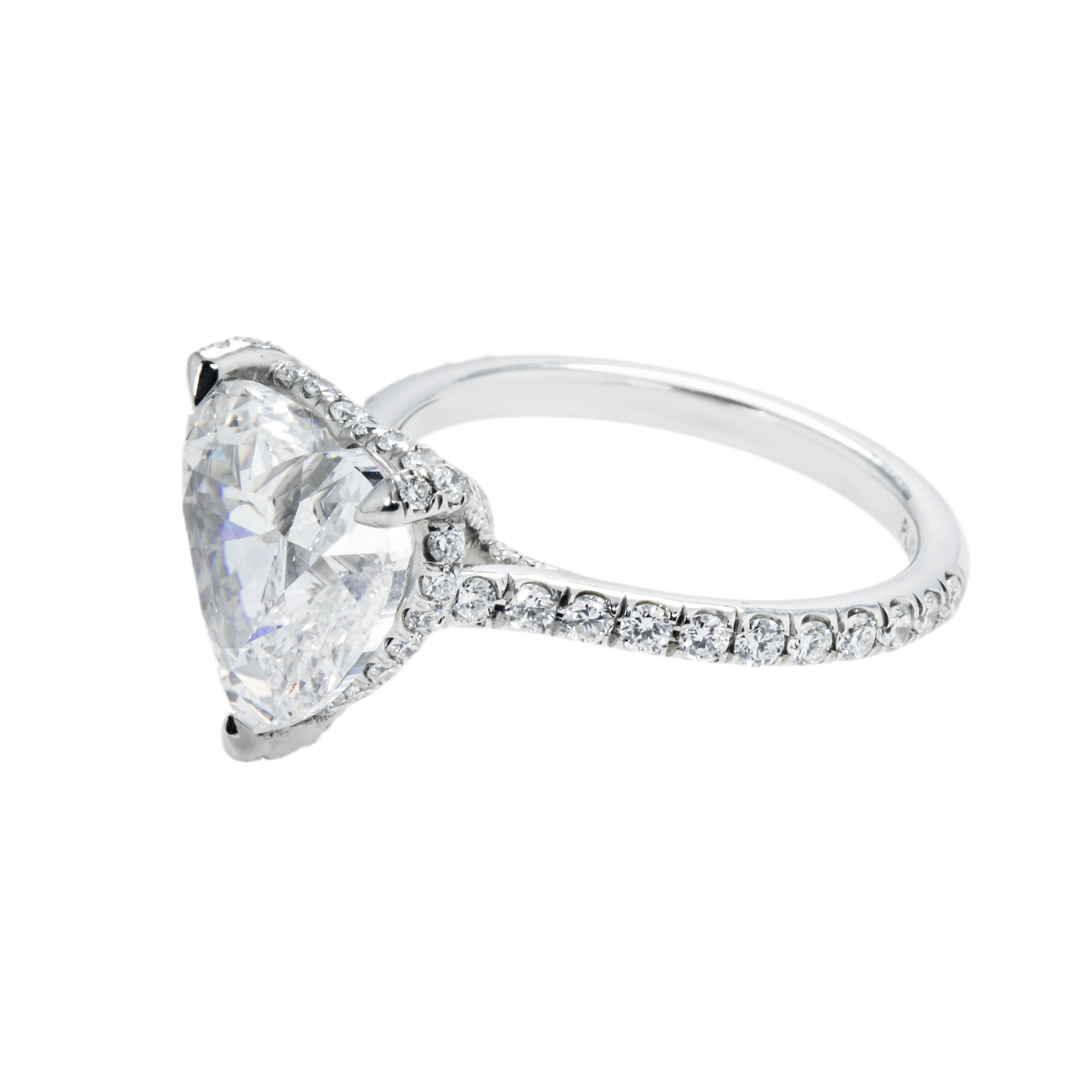 Gia Platinum 5.02Ct Heart Cut Diamond Engagement Ring 5.96Ctw Bridal