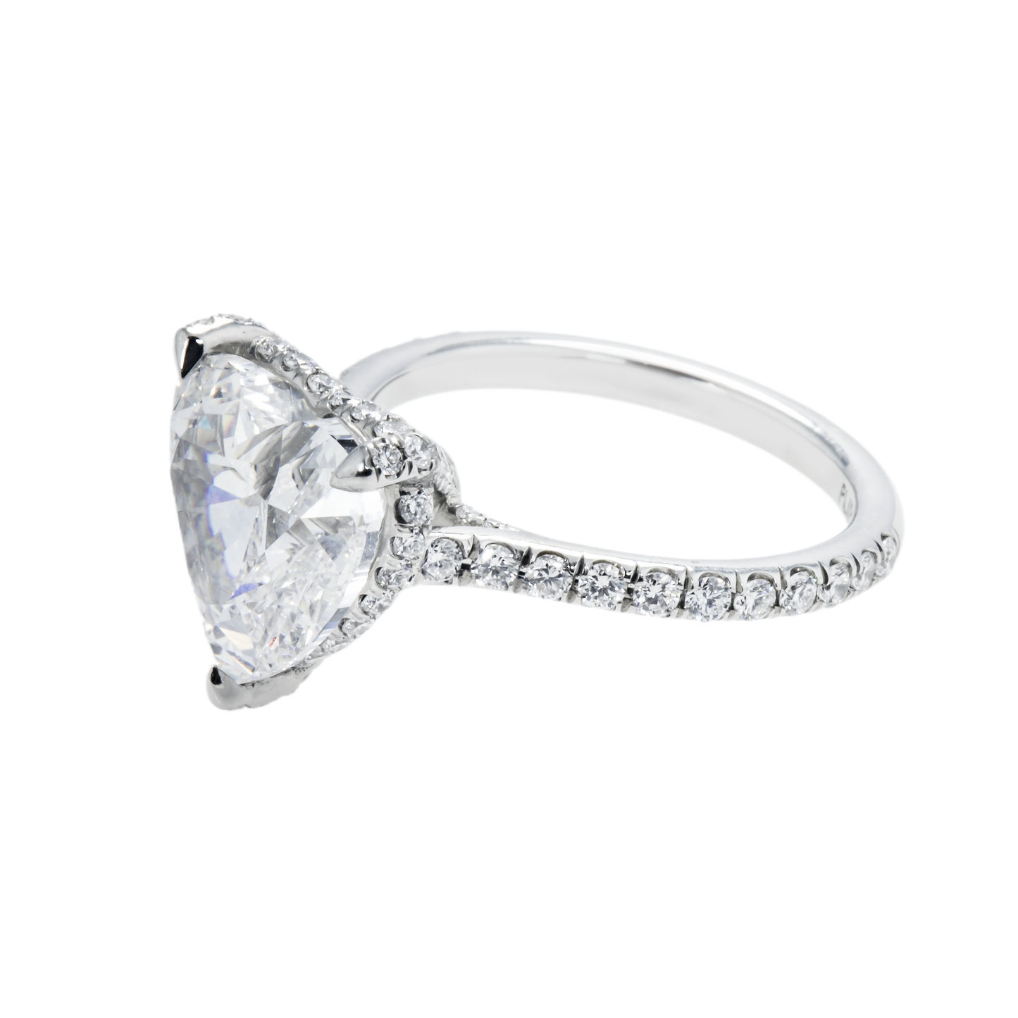 GIA Platinum 5.02ct Heart Cut Diamond Engagement Ring 5.96ctw