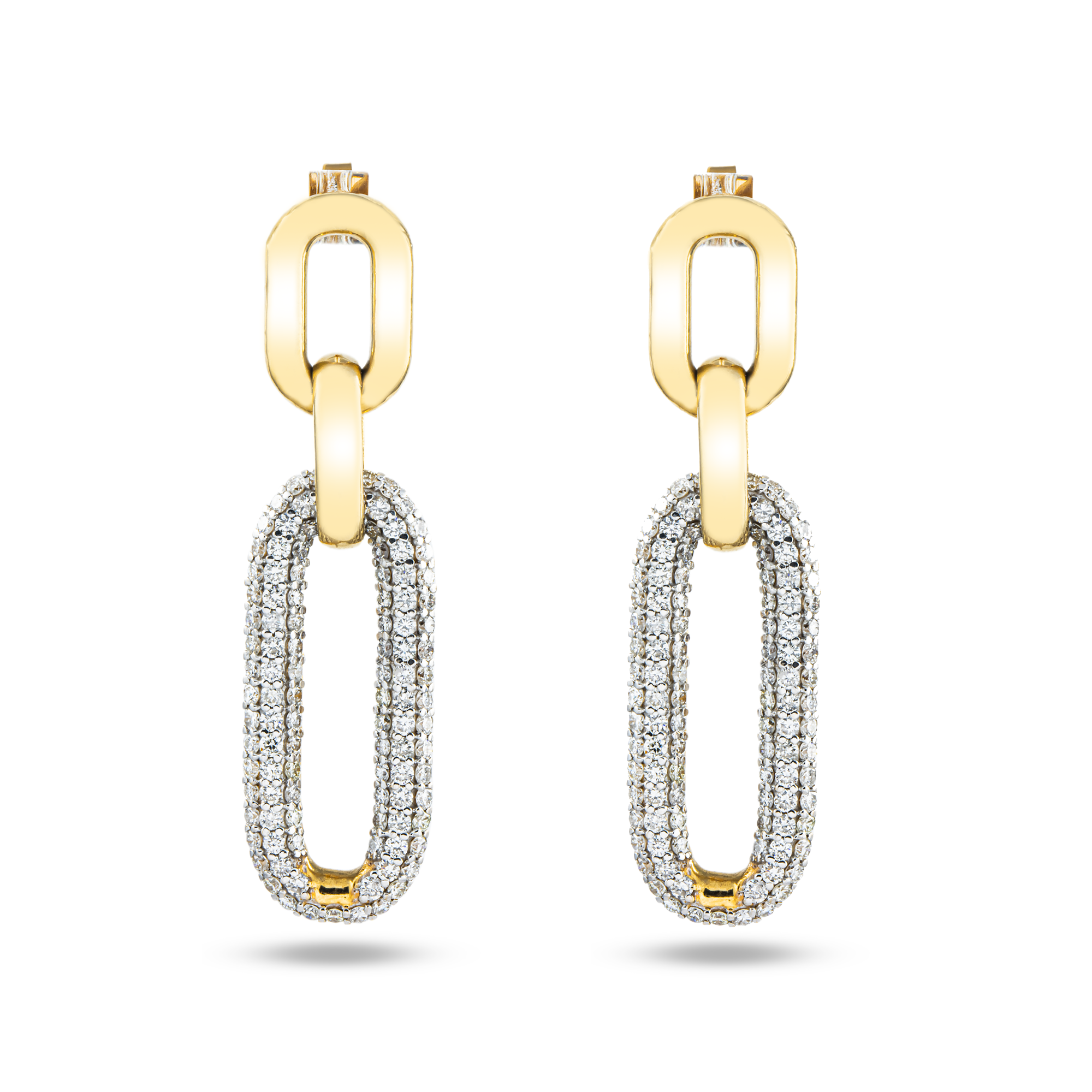14K Yellow Gold Round Diamond Drop Earrings 3.11ctw