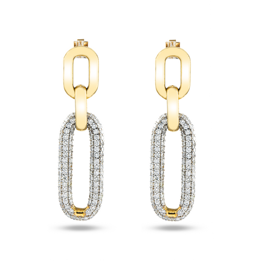 14K Yellow Gold Round Diamond Drop Earrings 3.11ctw