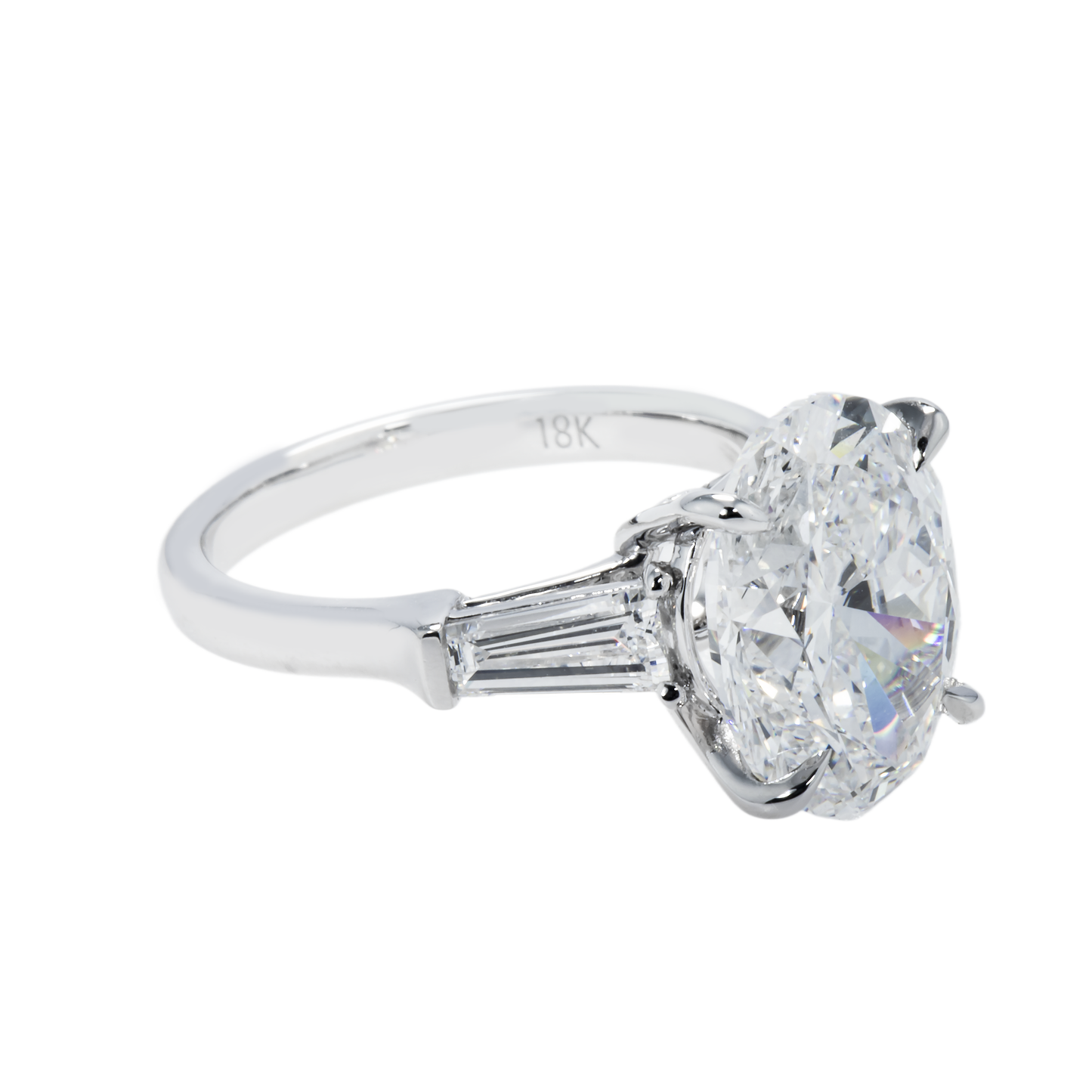 GIA 18K White Gold 5.0ct Oval Cut Tripple Diamond Engagement Ring 6.0ctw