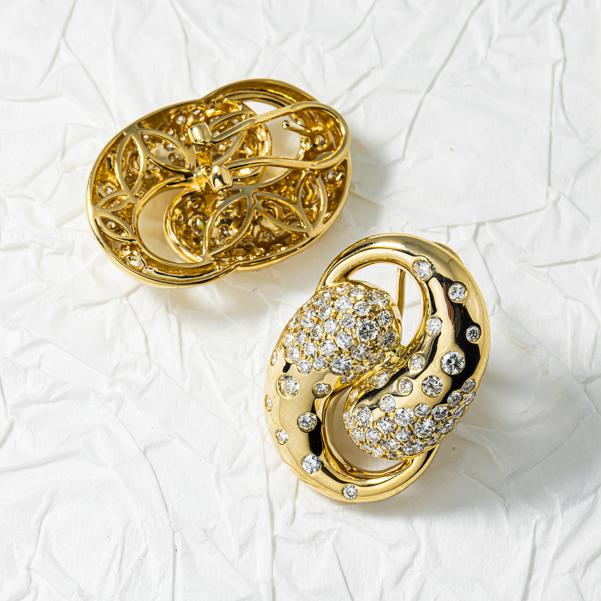 14K Yellow Gold Round Diamond Stud Earrings 2.47ctw