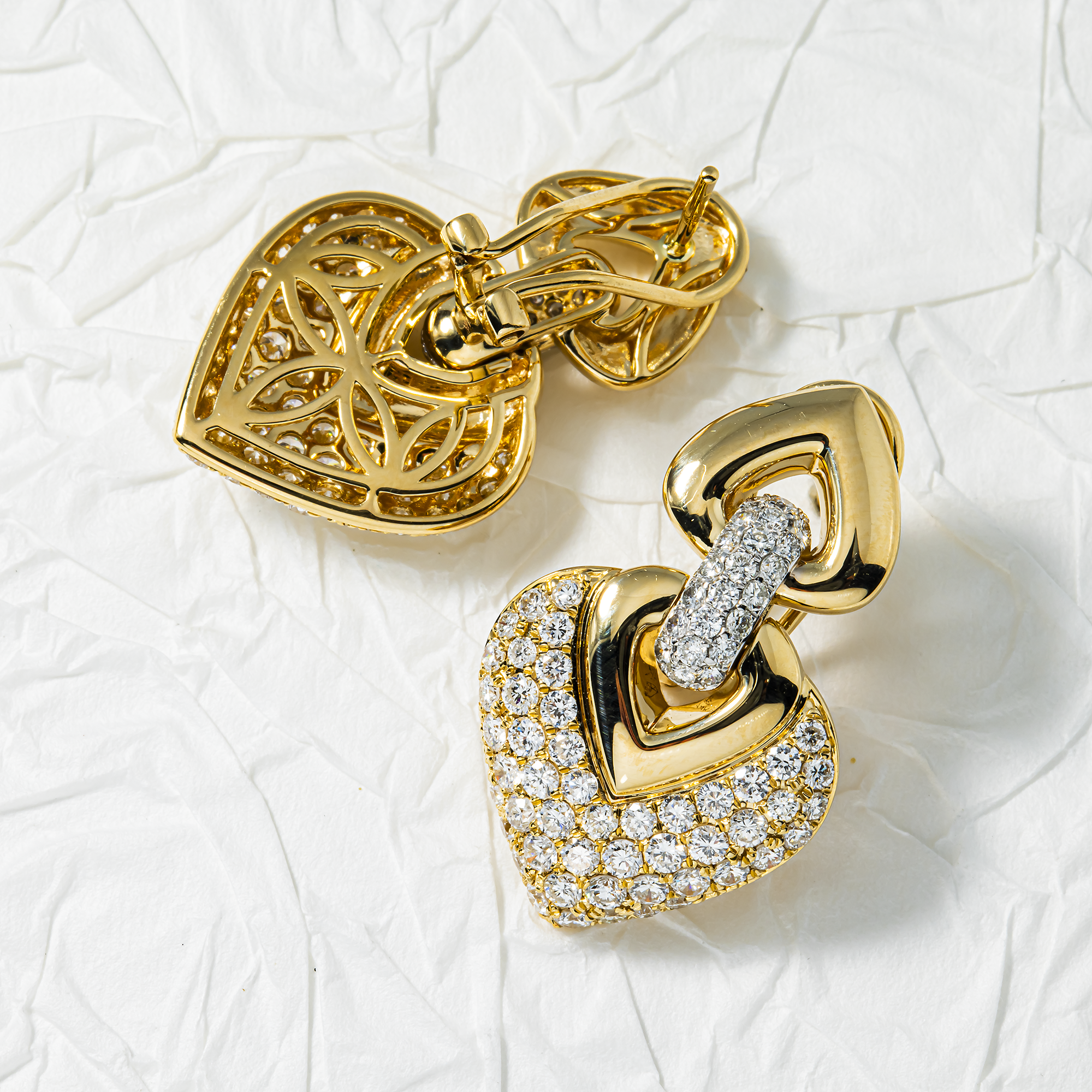 14K Yellow Gold Round Diamond Drop Earrings 2.36ctw