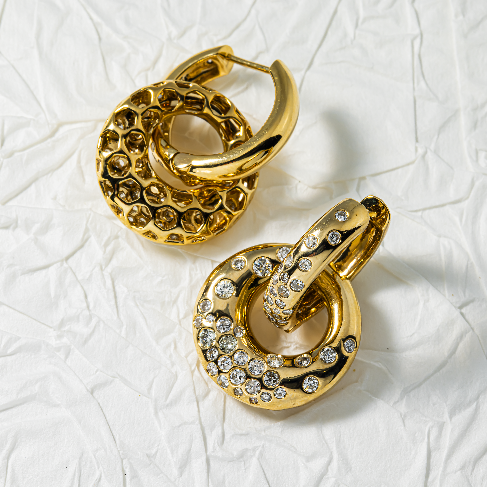 14K Yellow Gold Round Diamond Drop Earrings 1.55ctw