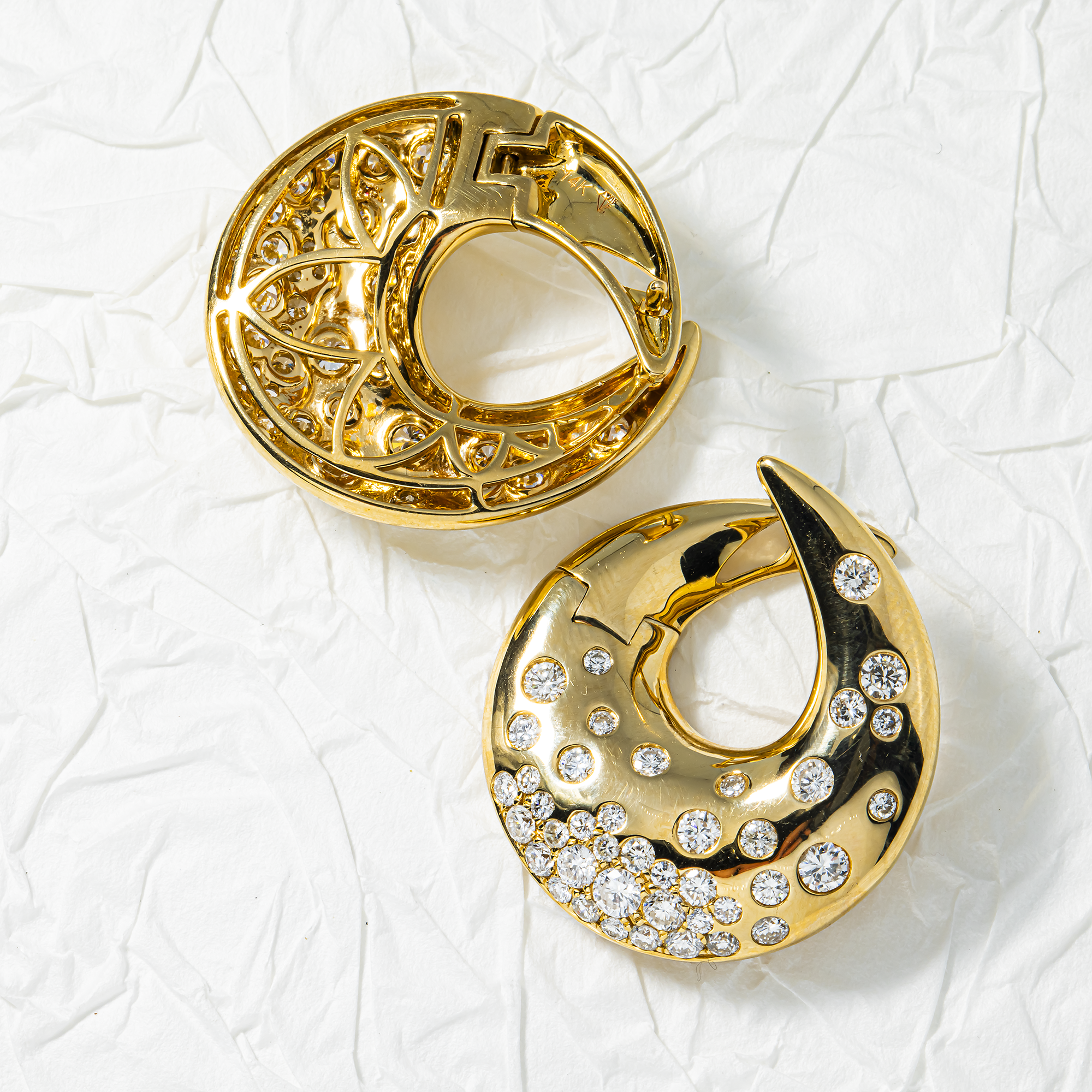 14K Yellow Gold Round Diamond Drop Earrings 2.43ctw