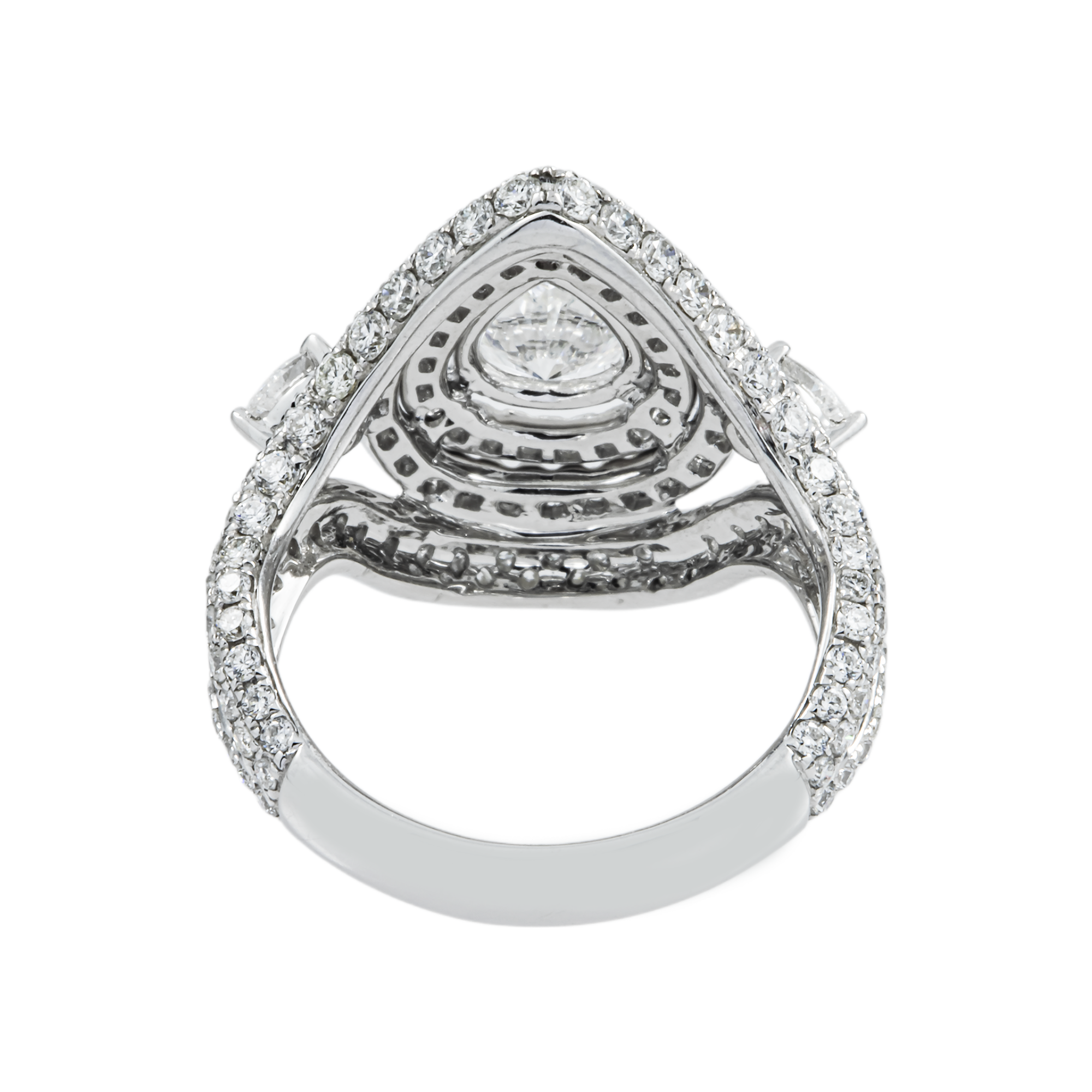 18K White Gold 1.01ct Pear Cut Diamond Engagement Ring 3.49ctw