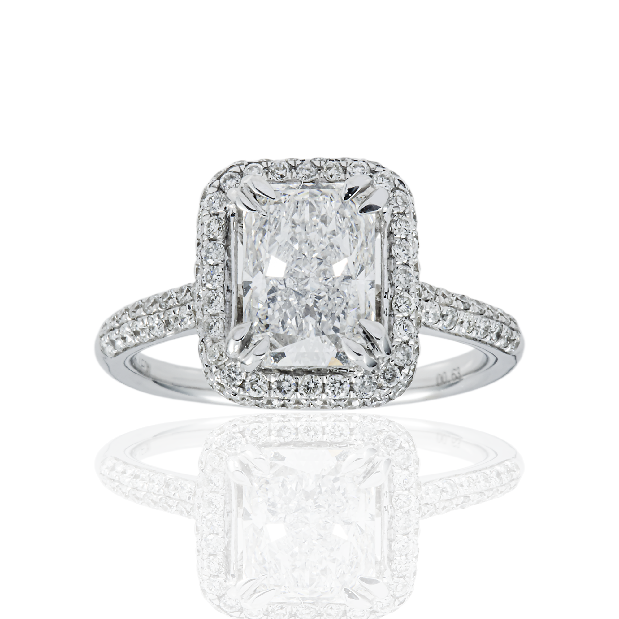 14K White Gold 2.05ct Radiant Diamond Engagement Ring 2.67ctw
