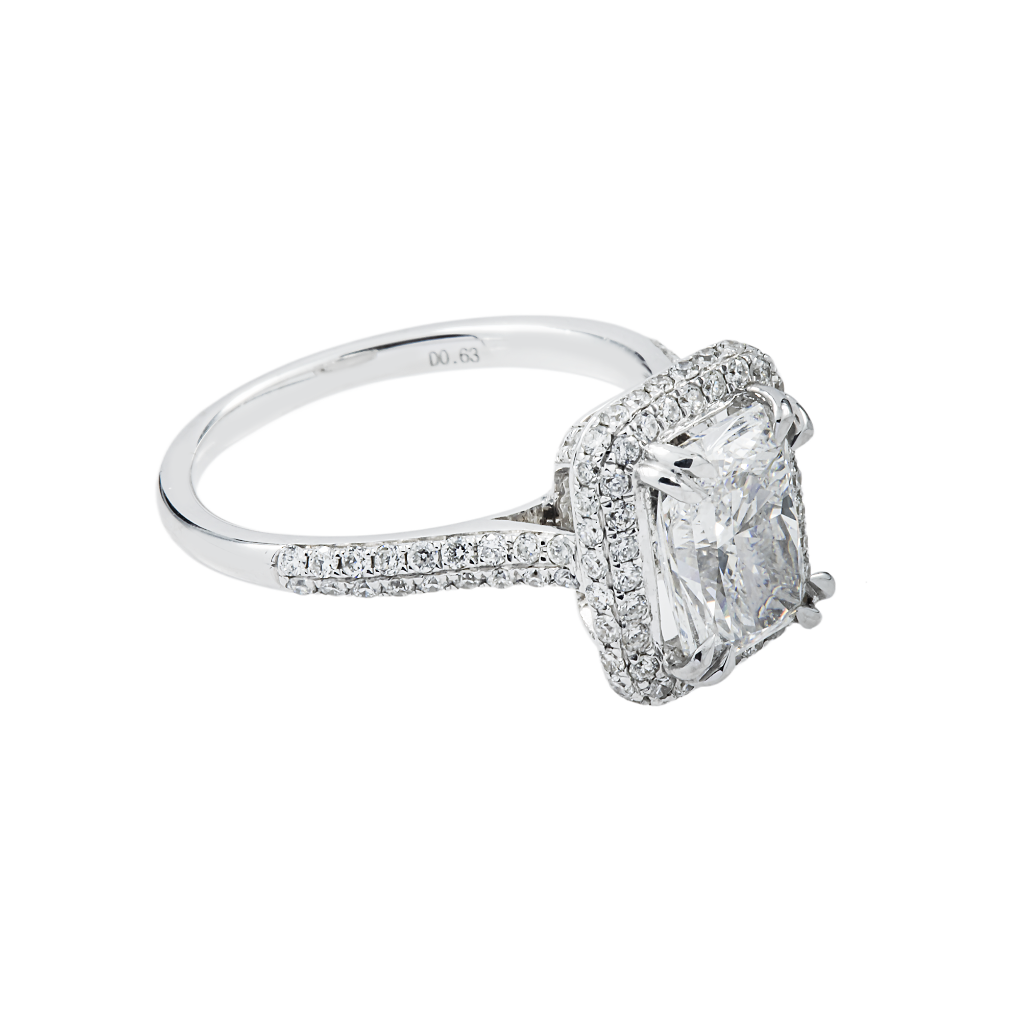 14K White Gold 2.05ct Radiant Diamond Engagement Ring 2.67ctw