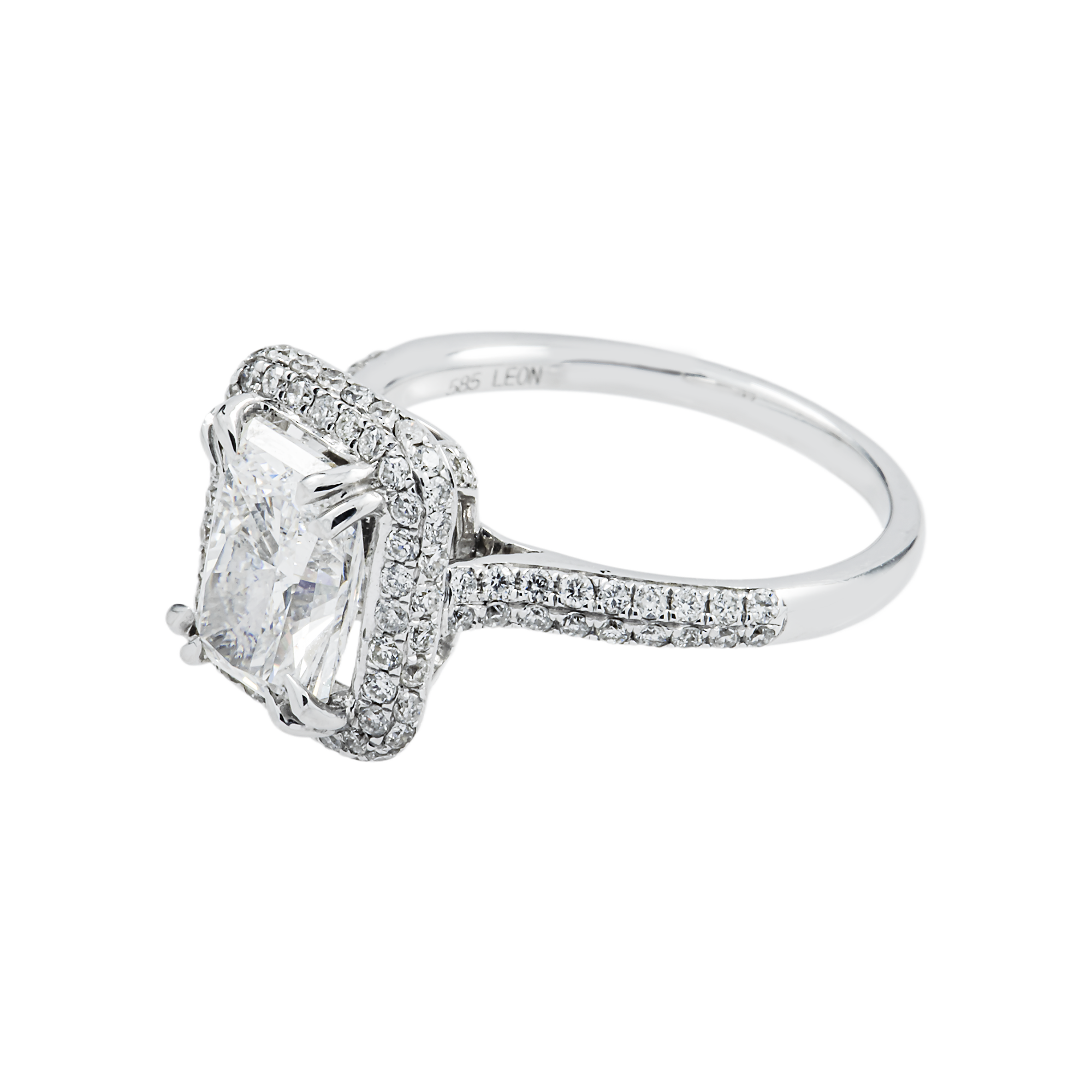 14K White Gold 2.05ct Radiant Diamond Engagement Ring 2.67ctw