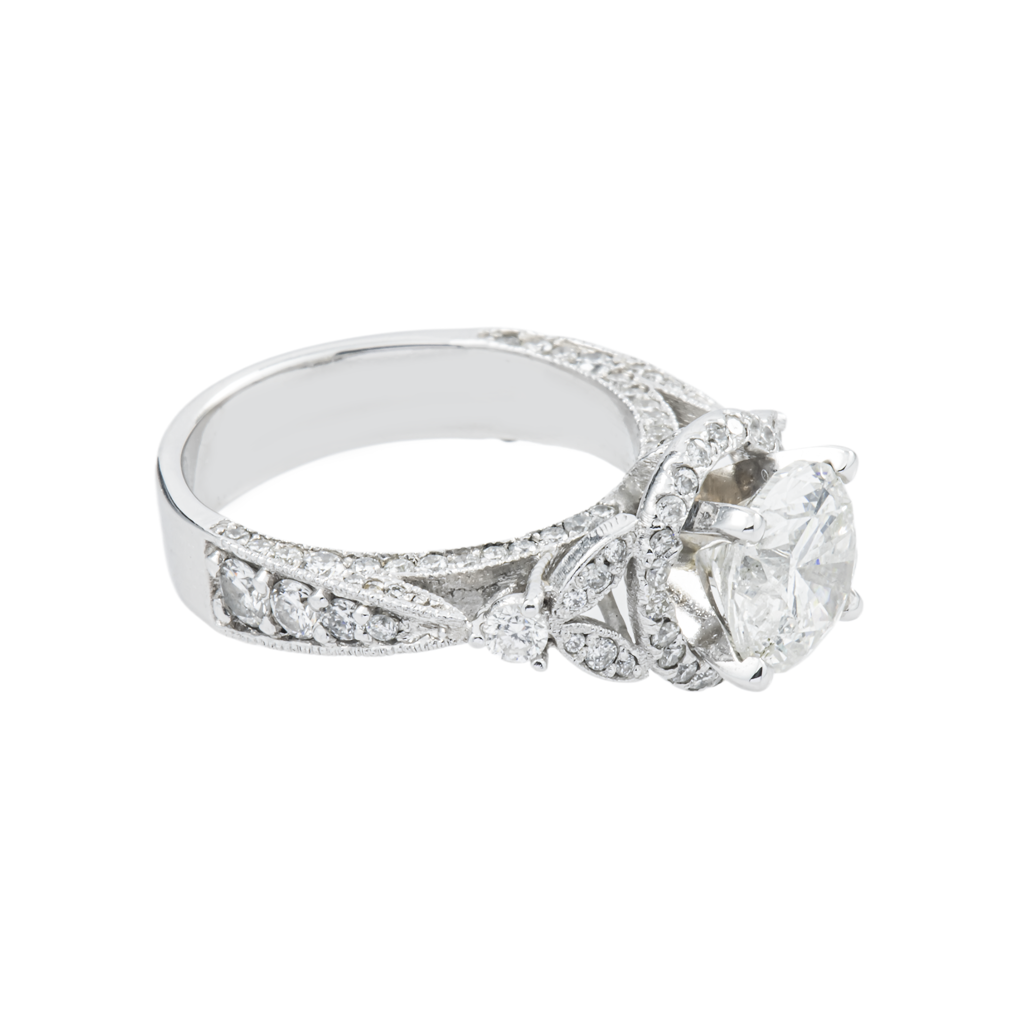14K White Gold 1.71ct Round diamond Engagement Ring 2.51ctw