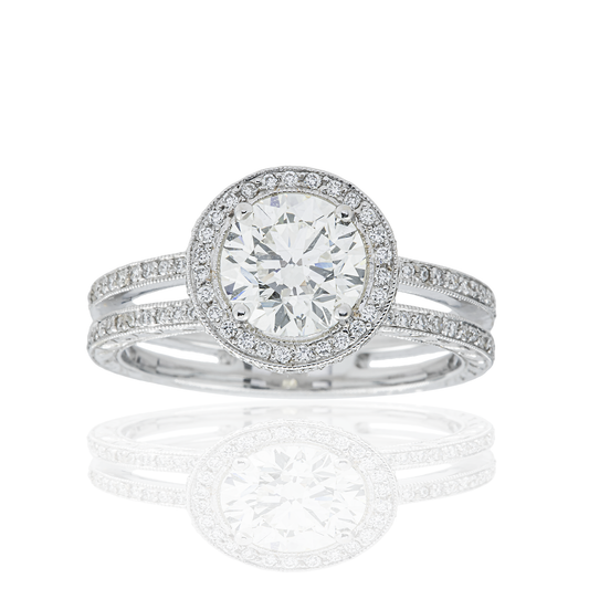 18K White Gold 1.53ct Round Diamond Engagement Ring 1.97ctw
