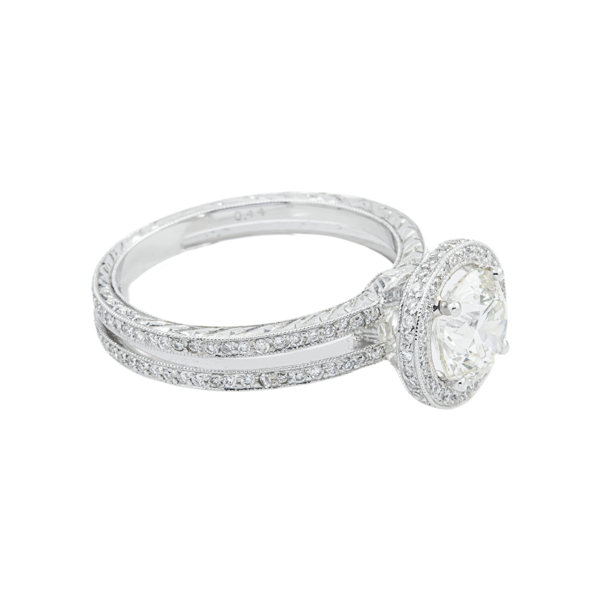 18K White Gold 1.53ct Round Diamond Engagement Ring 1.97ctw