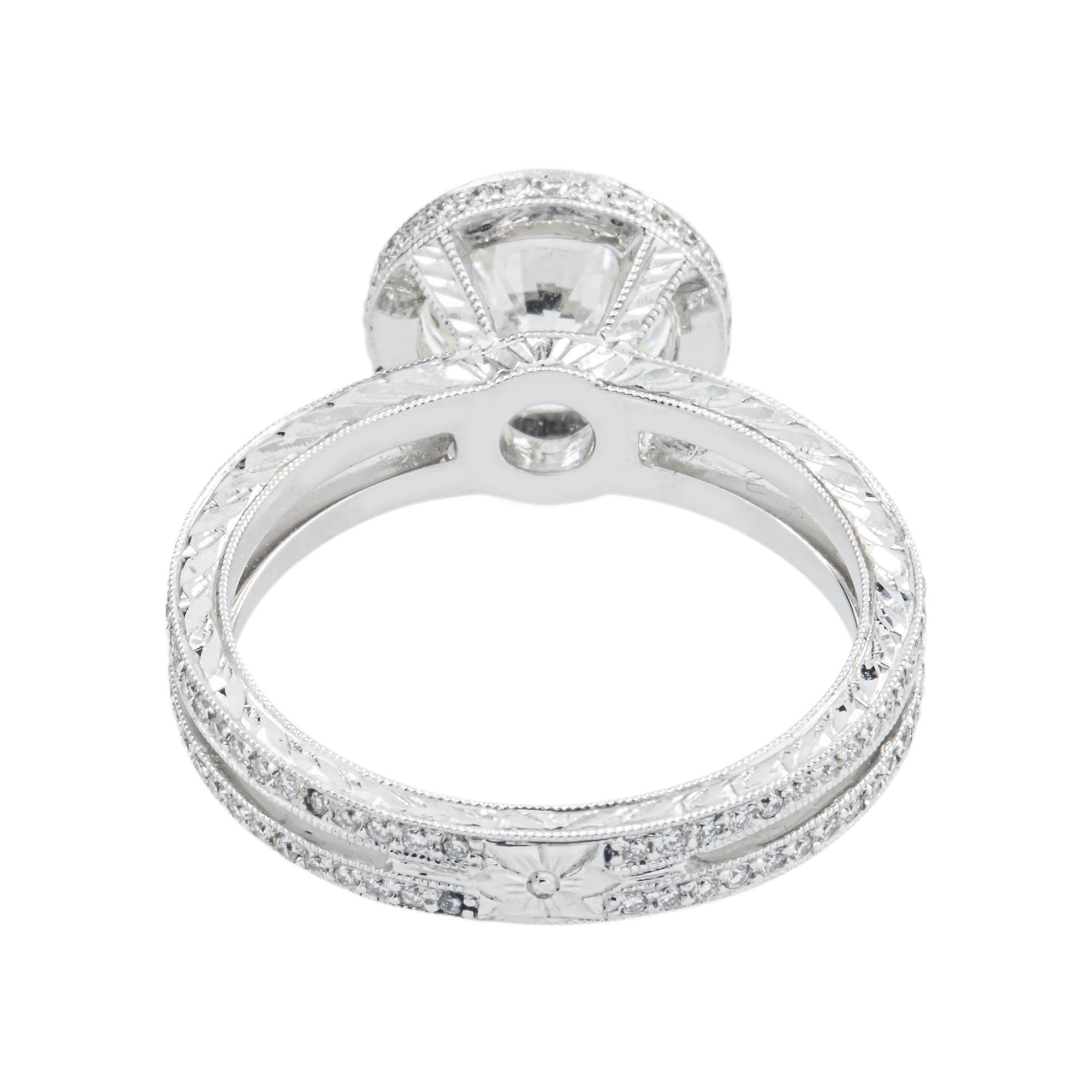 18K White Gold 1.53ct Round Diamond Engagement Ring 1.97ctw