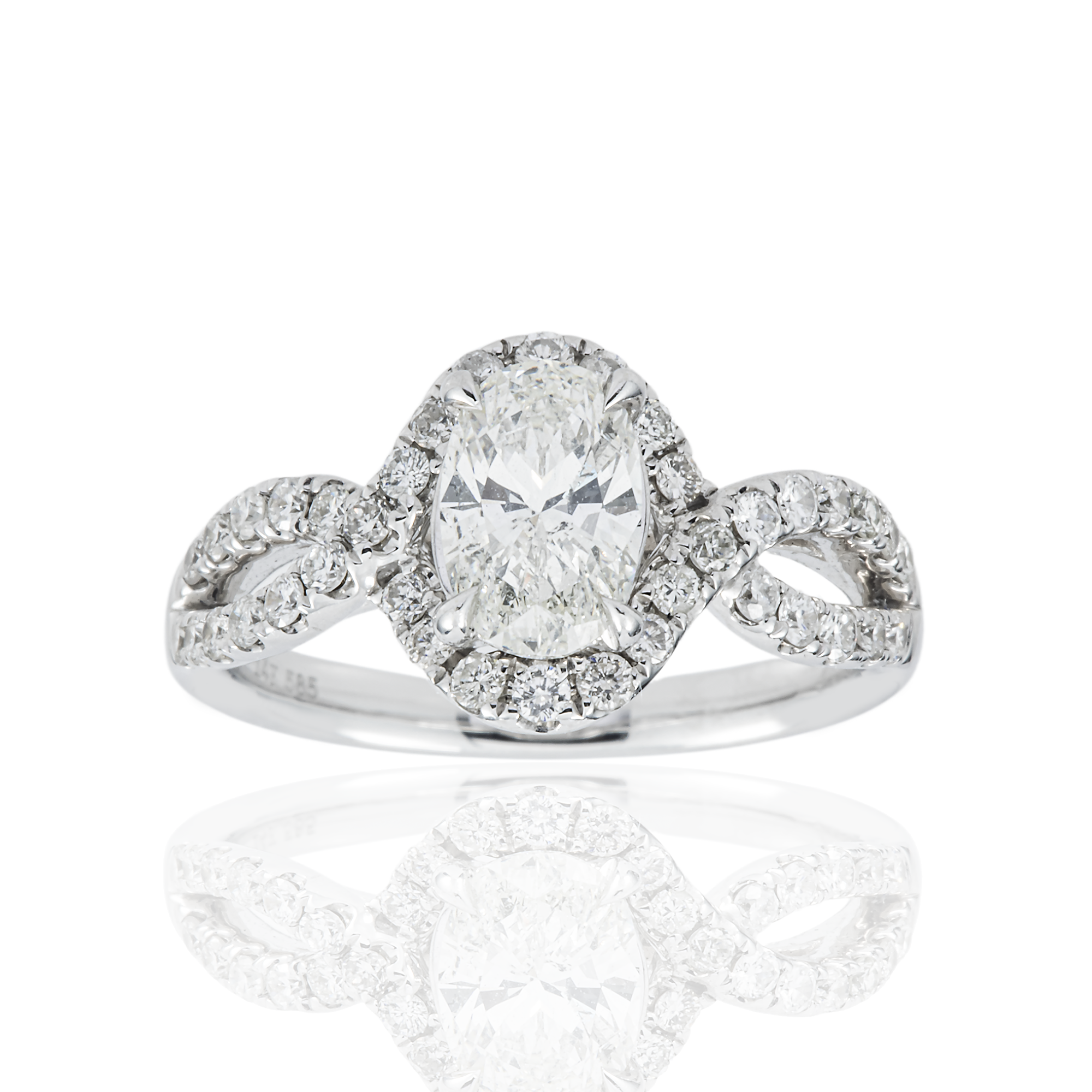 14K White Gold 1.01ct Oval Diamond Engagement Ring 1.50ctw