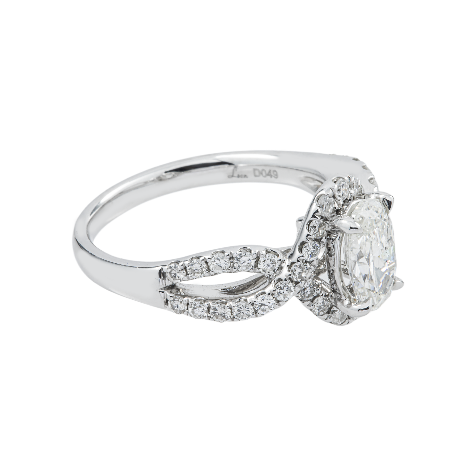 14K White Gold 1.01ct Oval Diamond Engagement Ring 1.50ctw