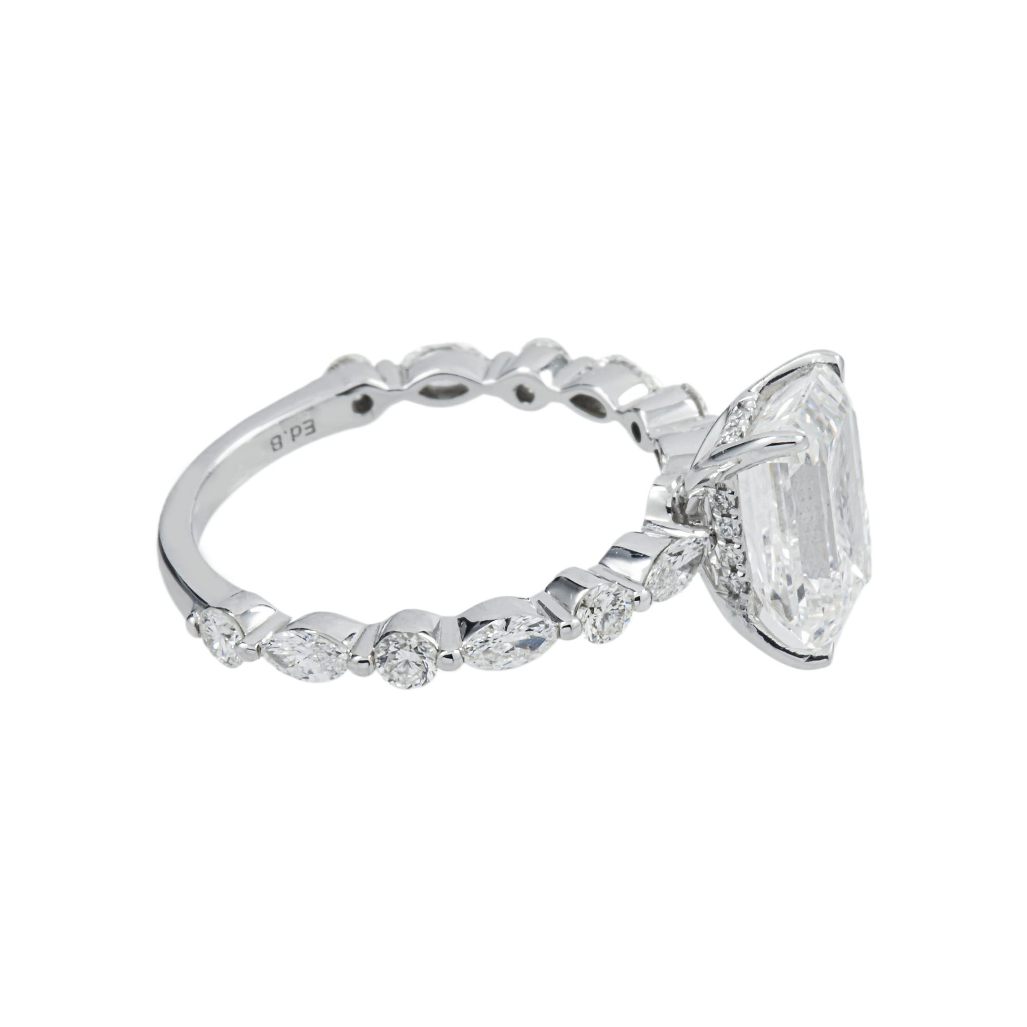 18K White Gold 2.54ct Emerald Diamond Engagement Ring 3.36ctw