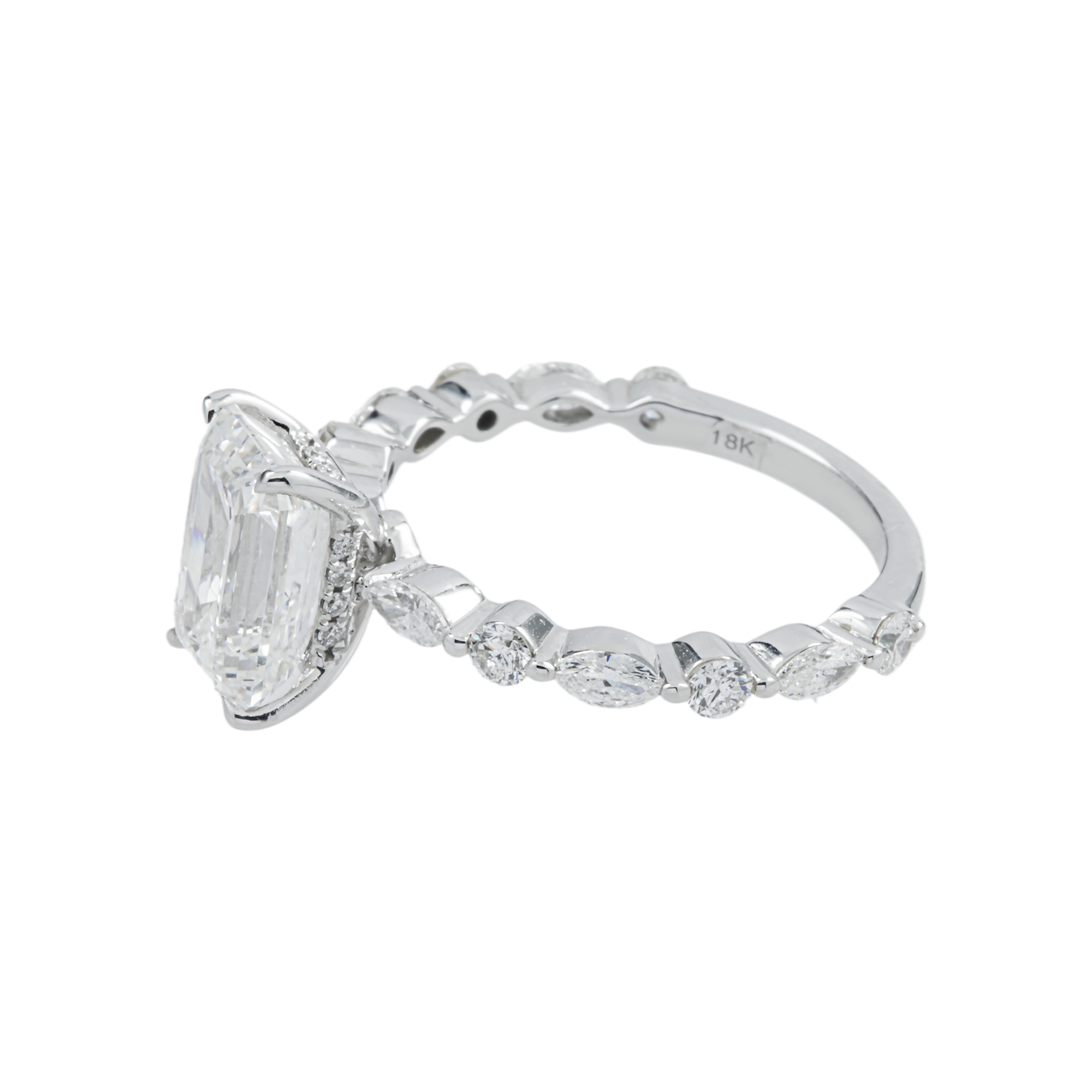 18K White Gold 2.54ct Emerald Diamond Engagement Ring 3.36ctw