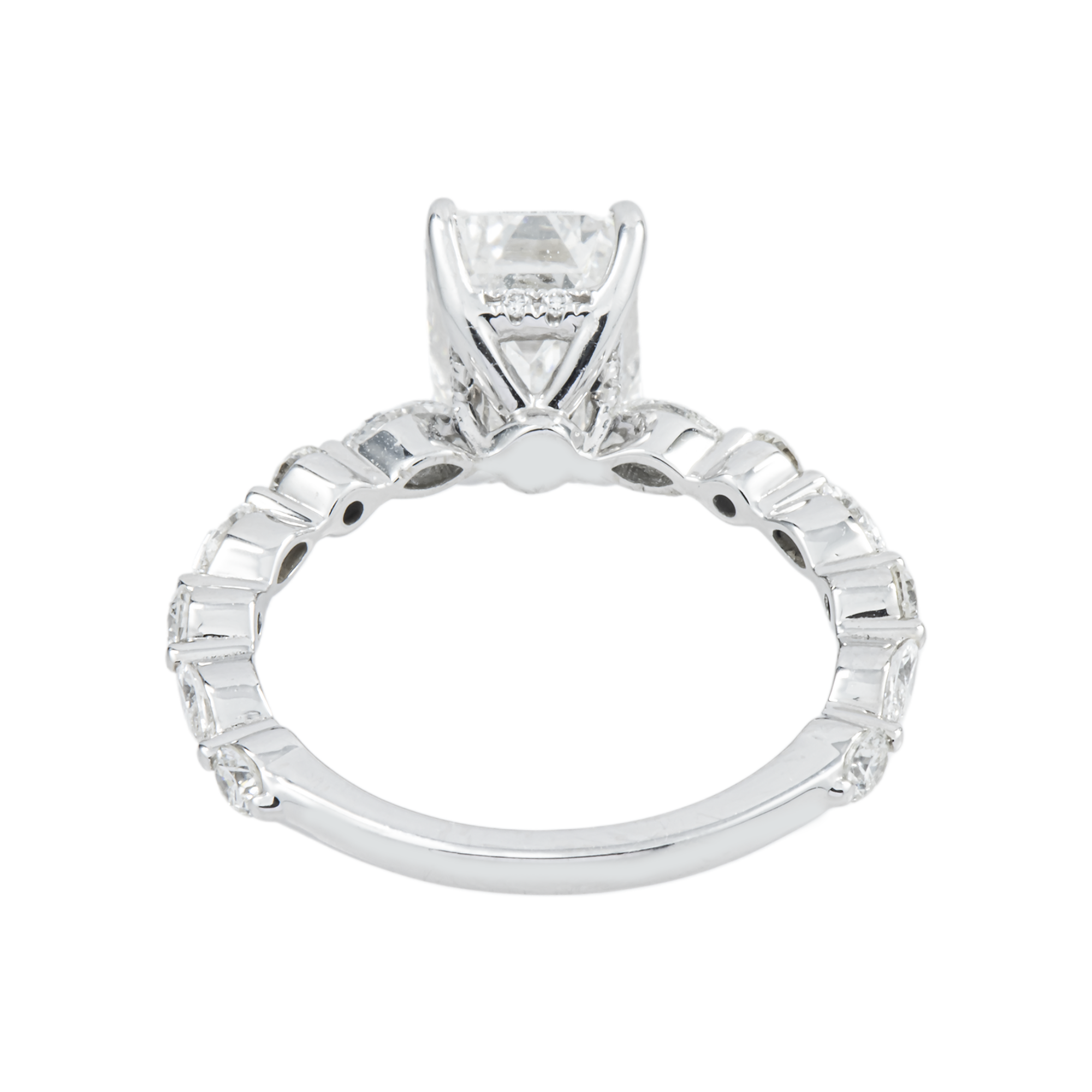18K White Gold 2.54ct Emerald Diamond Engagement Ring 3.36ctw