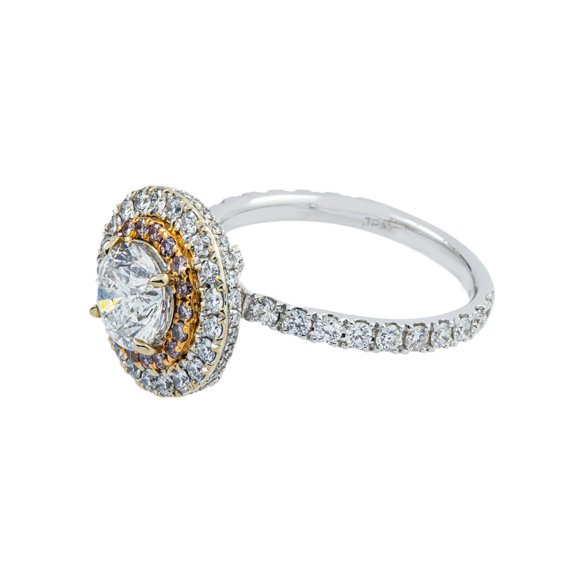18K White Gold 1.32ct Round Diamond Engagement Ring w/ Double Halo 2.62ctw