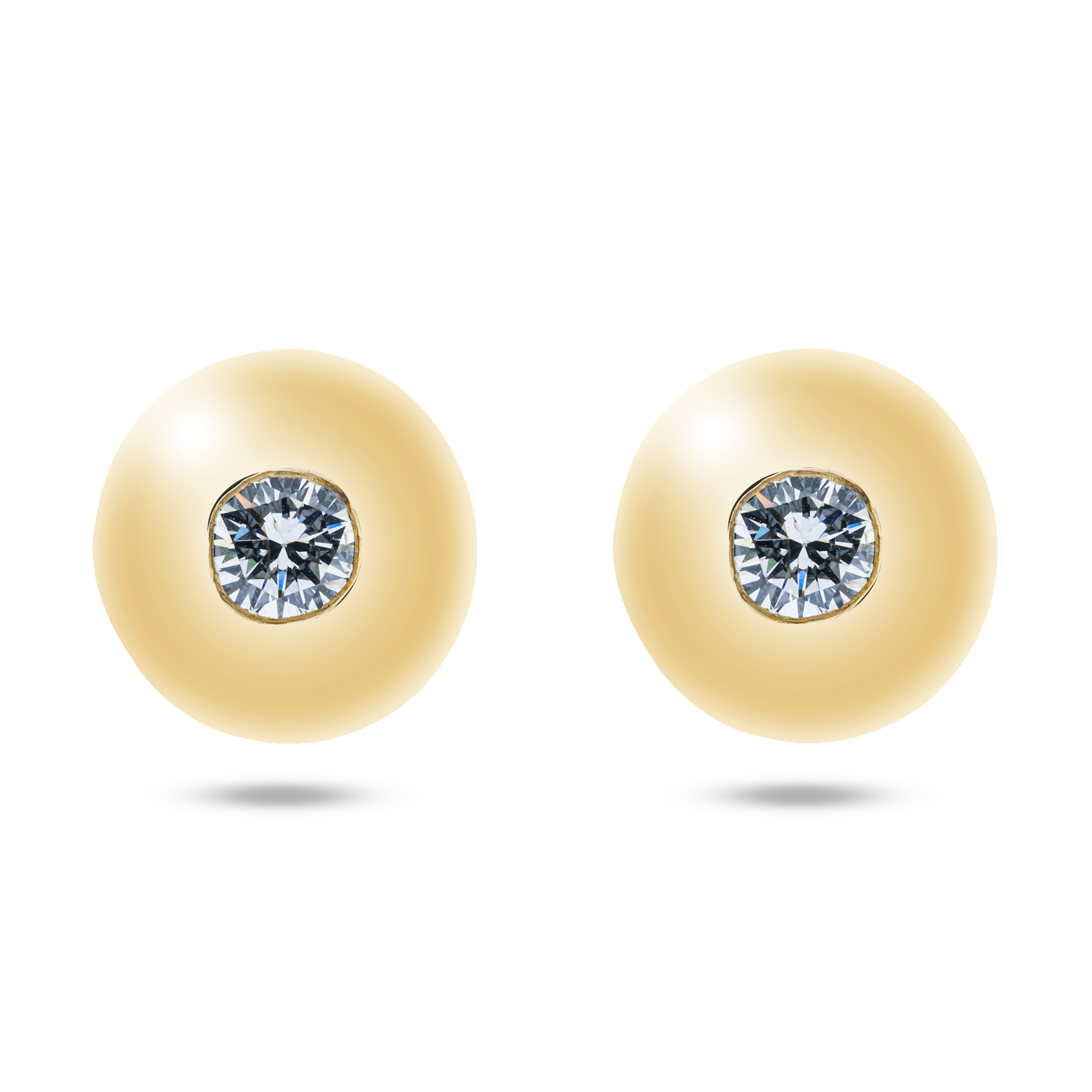 14K Yellow Gold Bezel Set Solitaire Round Diamond Stud Earrings 0.72ctw