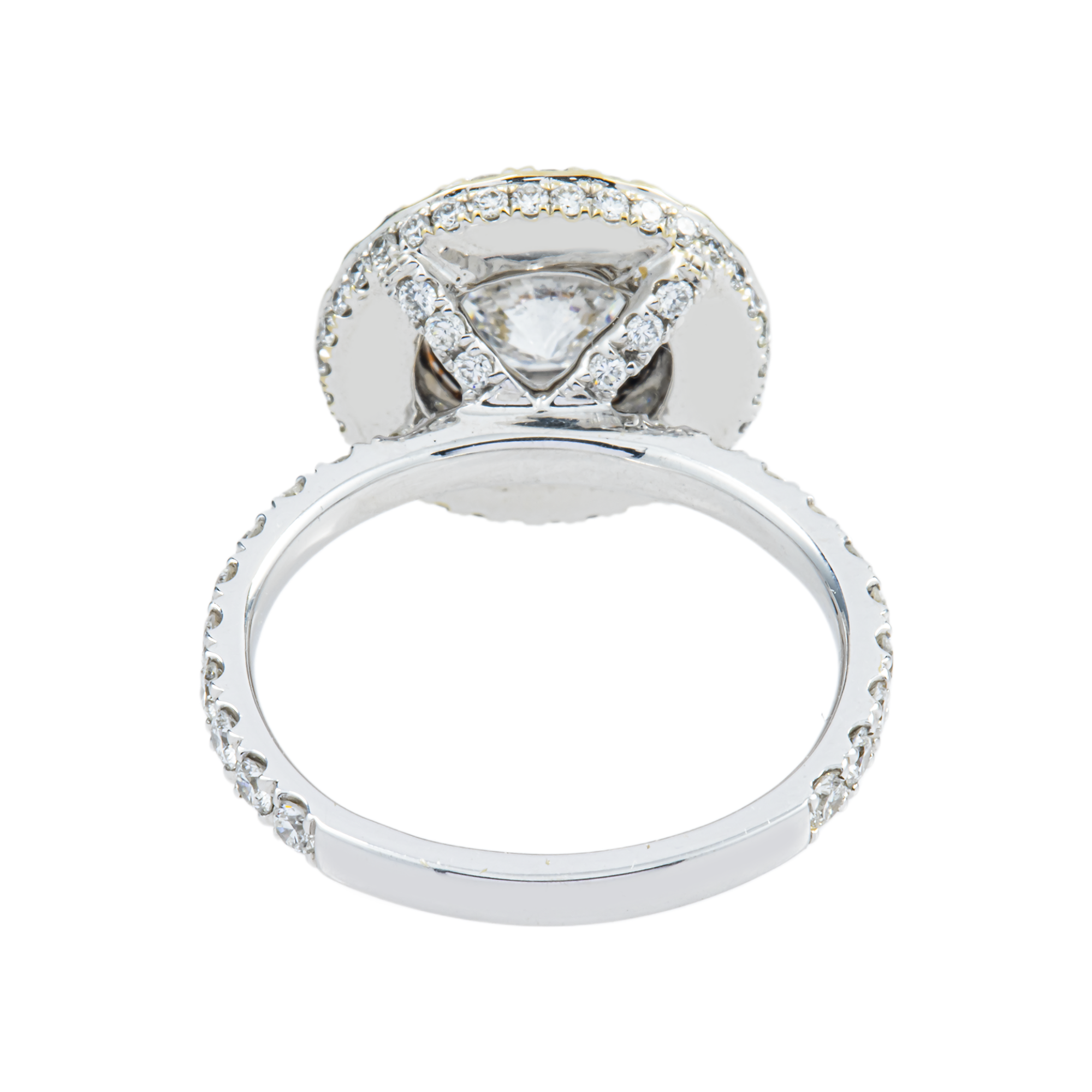 18K White Gold 1.32ct Round Diamond Engagement Ring w/ Double Halo 2.62ctw