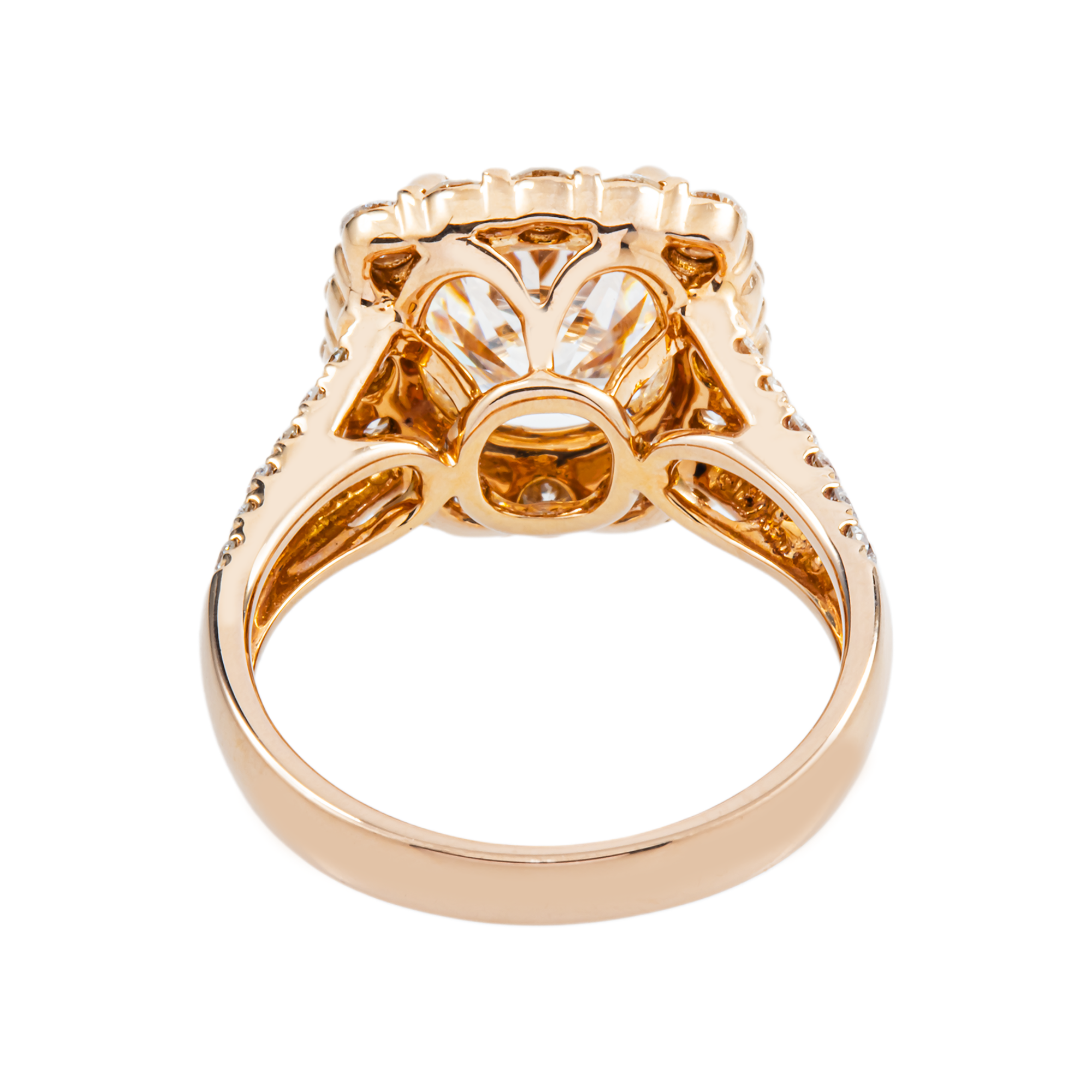 14K Rose Gold 3.03ct Cushion Diamond Engagement Ring 3.21ctw