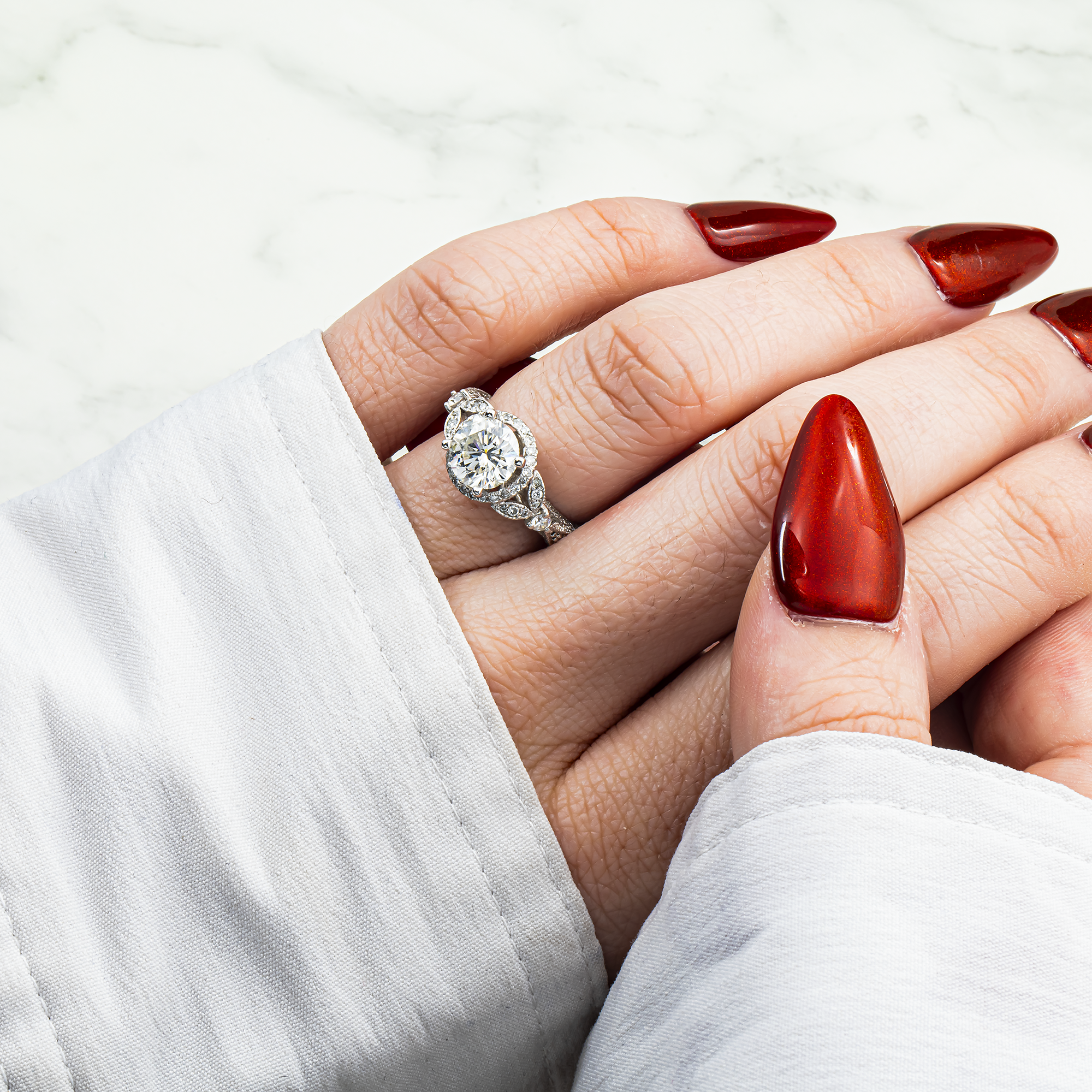 14K White Gold 1.71ct Round diamond Engagement Ring 2.51ctw