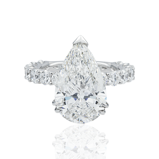 18K White Gold 6.05ct Pear Cut Diamond Engagement Ring 8.05ctw