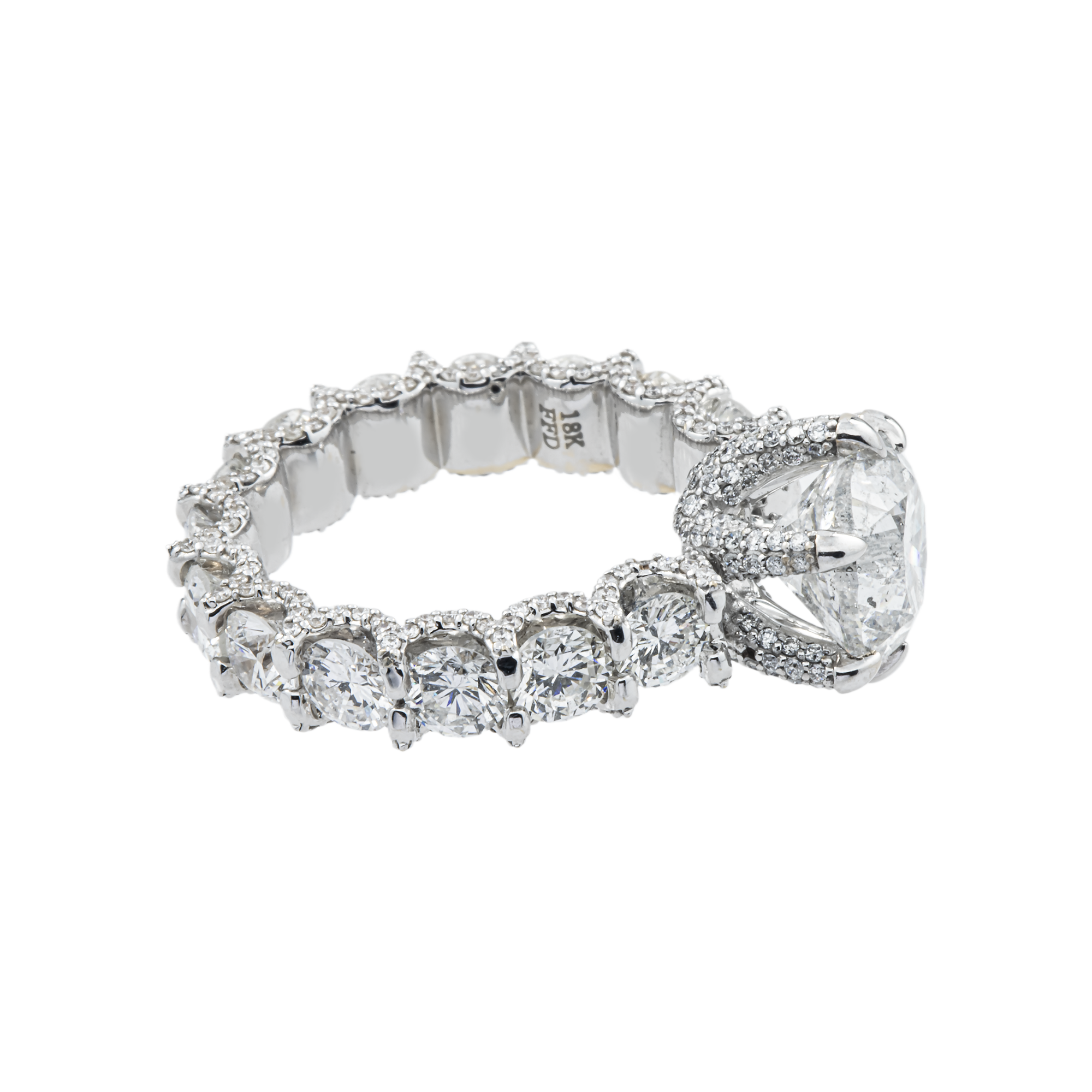 18K White Gold 6-Prong 3.06ct Round Diamond Engagement Ring 7.26ctw