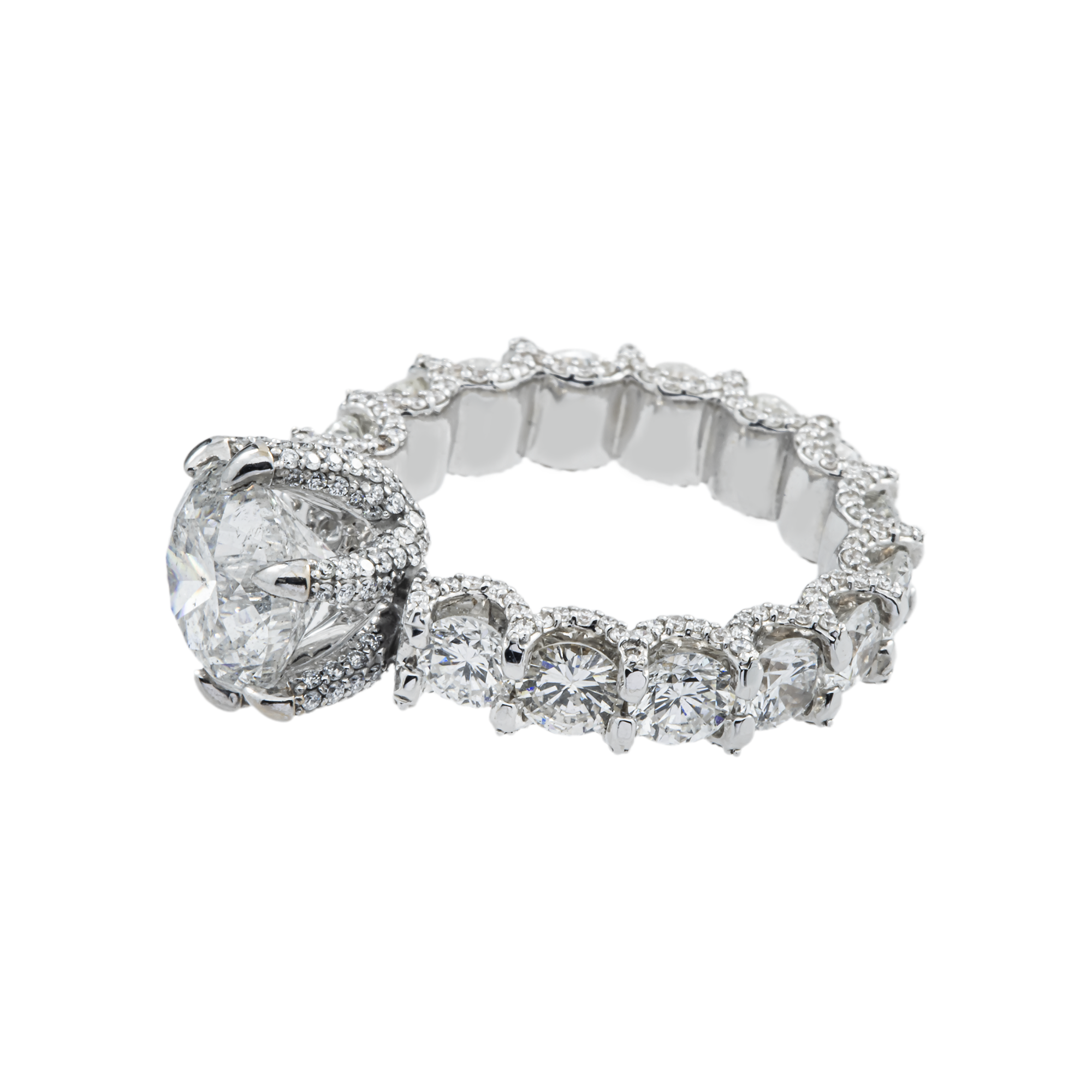 18K White Gold 6-Prong 3.06ct Round Diamond Engagement Ring 7.26ctw