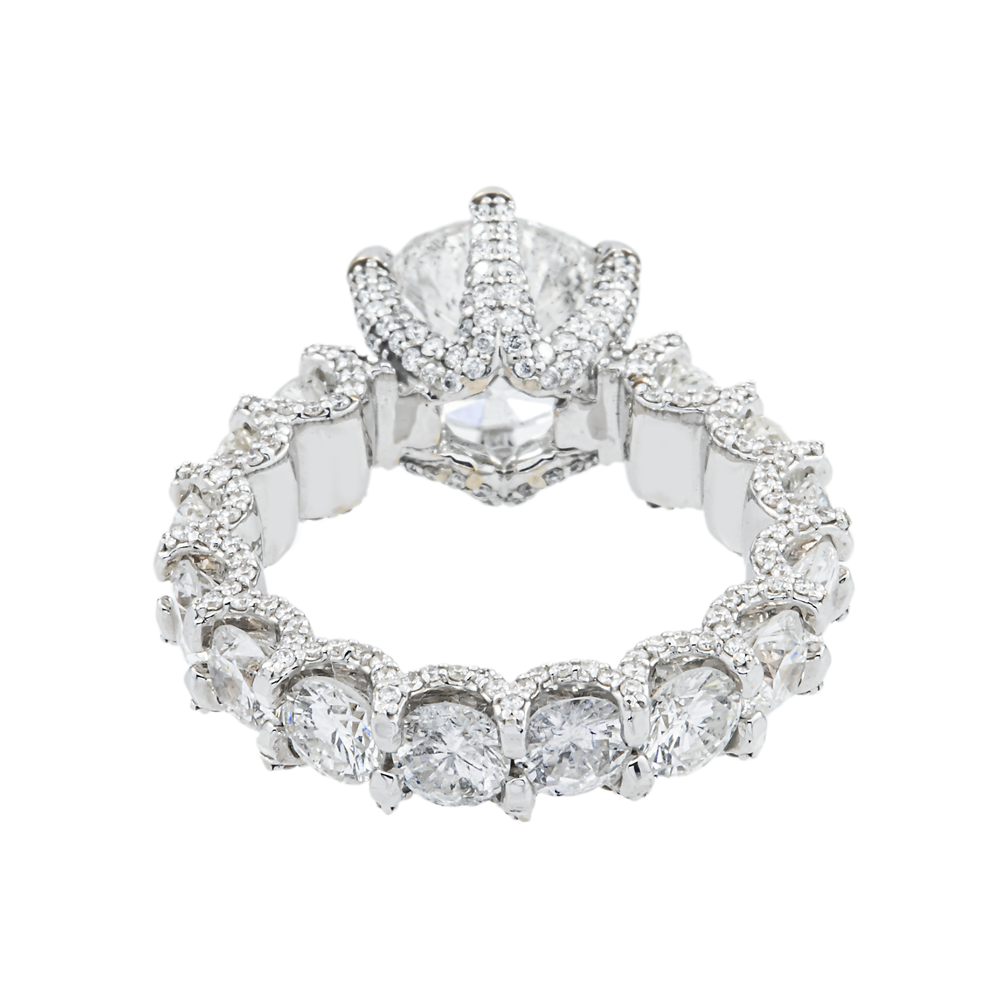 18K White Gold 6-Prong 3.06ct Round Diamond Engagement Ring 7.26ctw