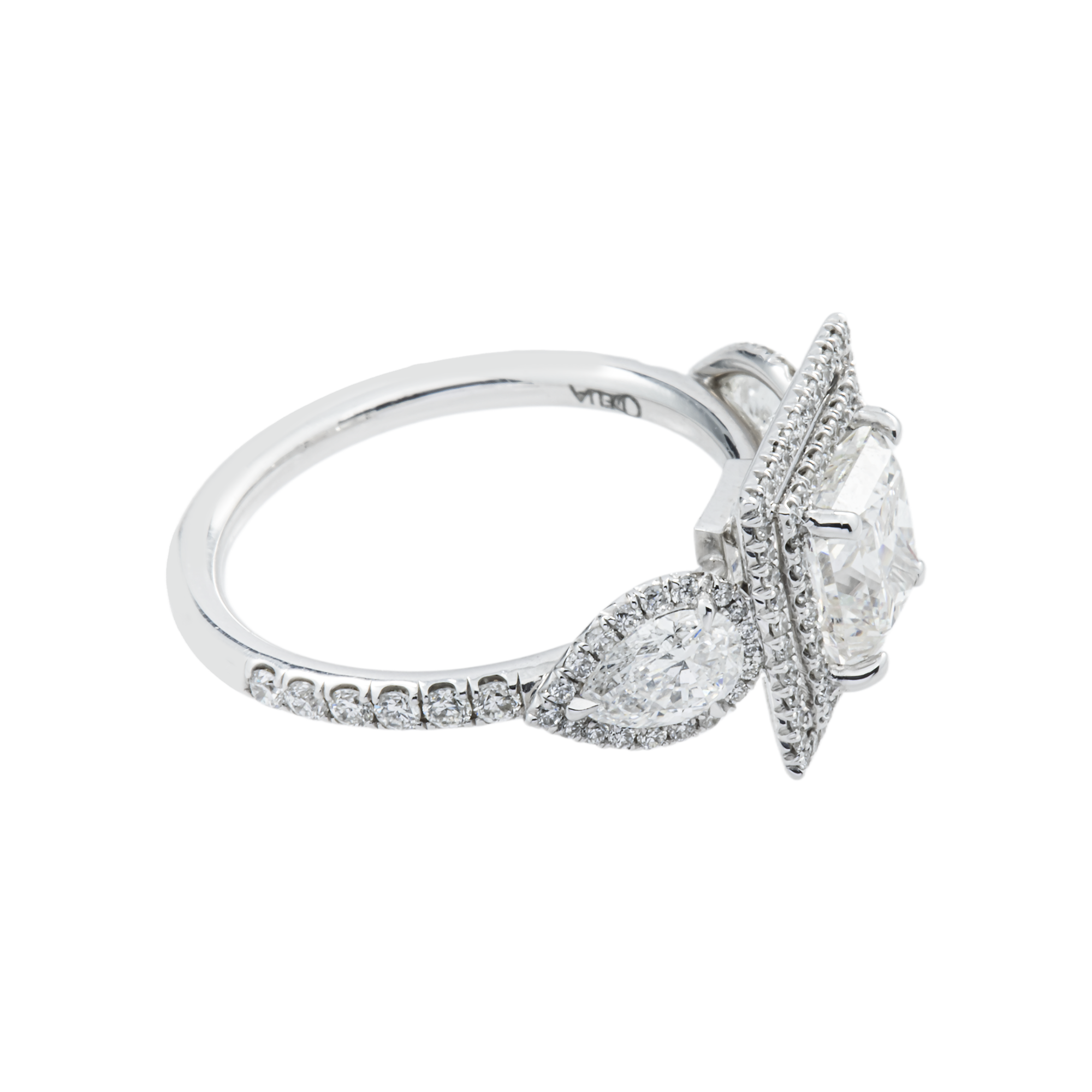 18K White Gold 1.50ct Princess Diamond Engagement Ring 3.45ctw