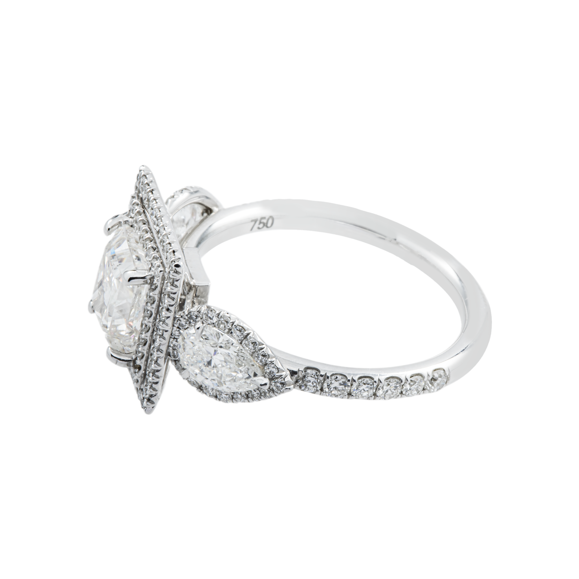 18K White Gold 1.50ct Princess Diamond Engagement Ring 3.45ctw