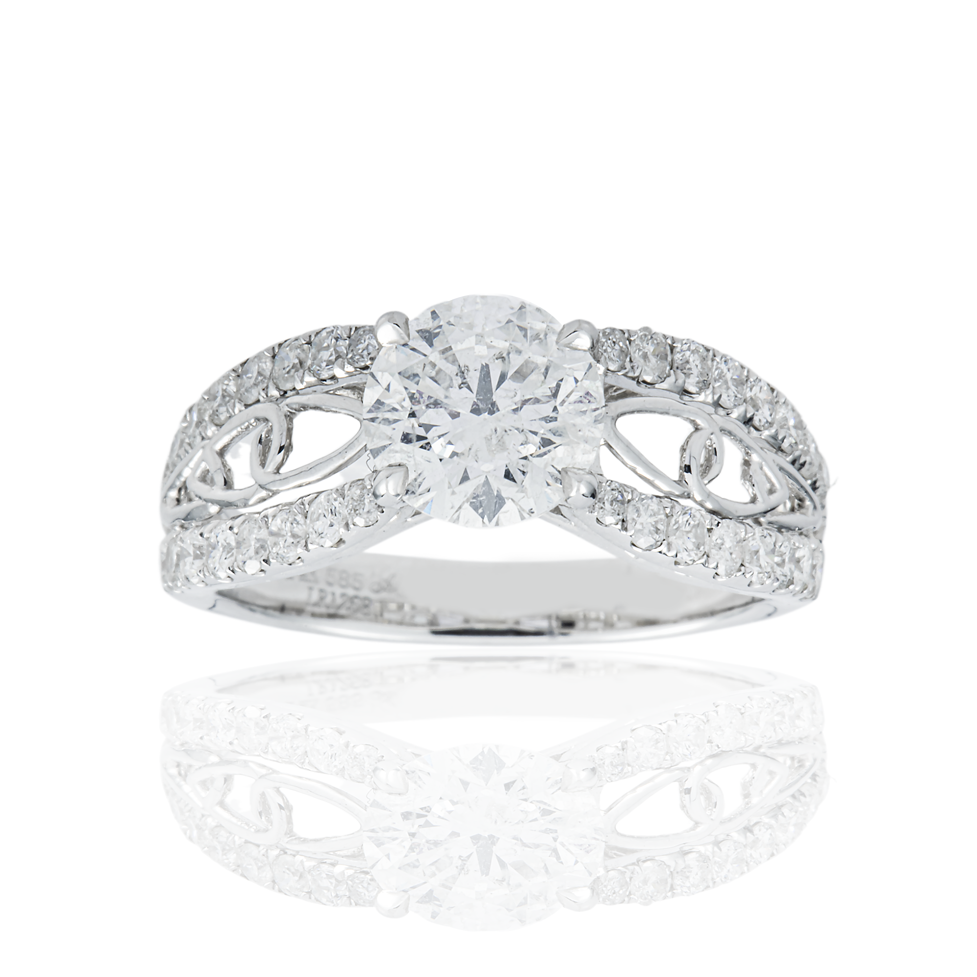 14K White Gold 1.60ct Round Diamond Engagement Ring 2.34ctw